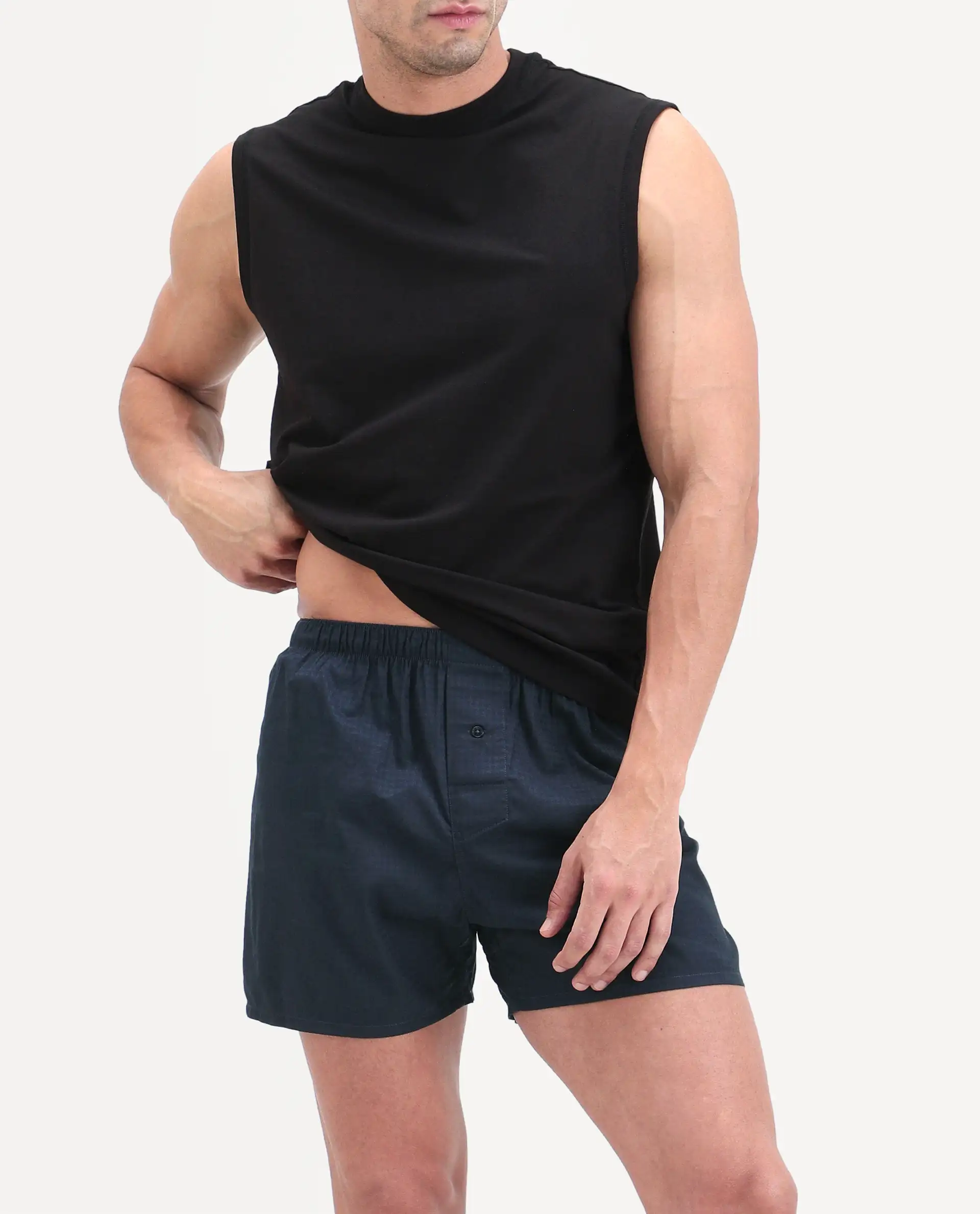 Rare Rabbit Men's Kiva Dark Navy Lyocell Regular Fit Checks Boxer