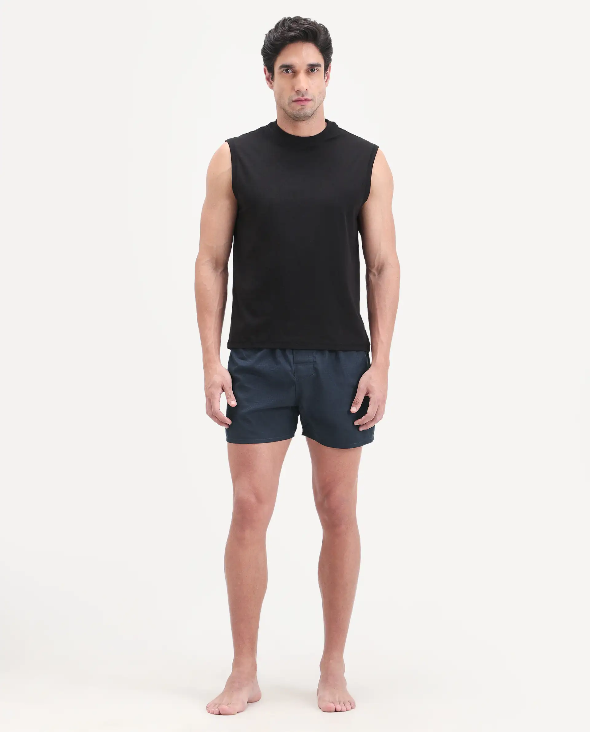 Rare Rabbit Men's Kiva Dark Navy Lyocell Regular Fit Checks Boxer - Image 5