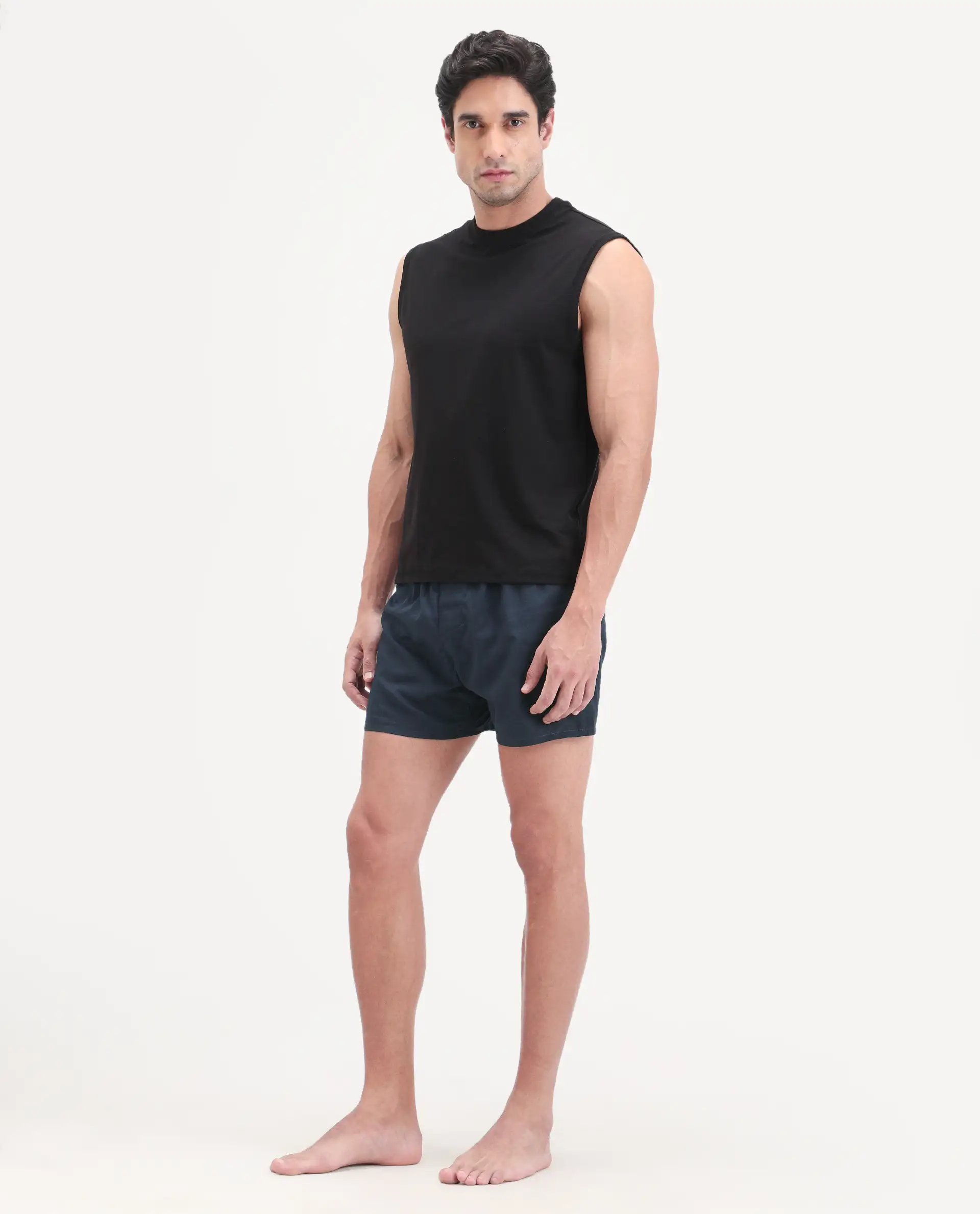Rare Rabbit Men's Kiva Dark Navy Lyocell Regular Fit Checks Boxer - Image 6