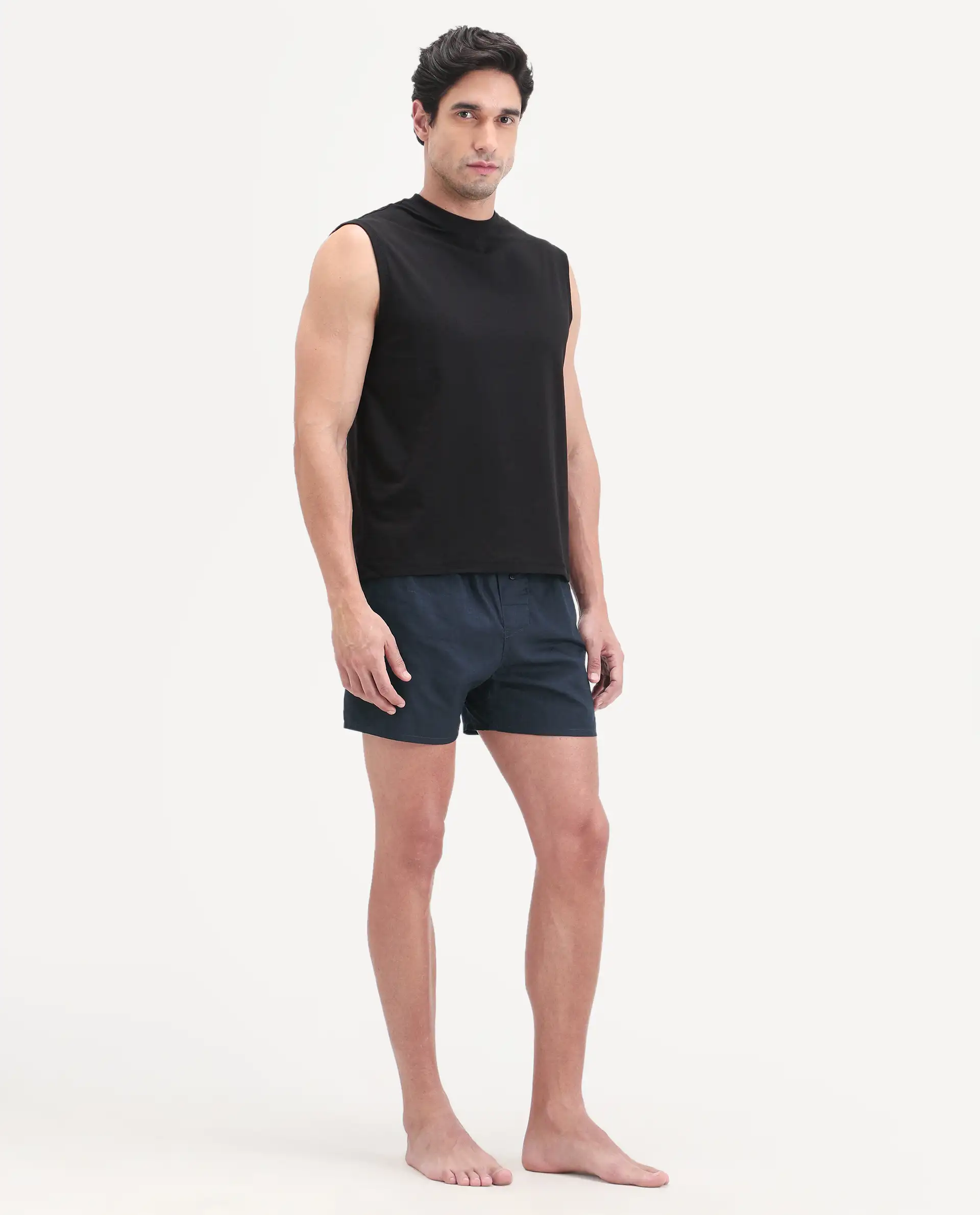 Rare Rabbit Men's Kiva Dark Navy Lyocell Regular Fit Checks Boxer - Image 7