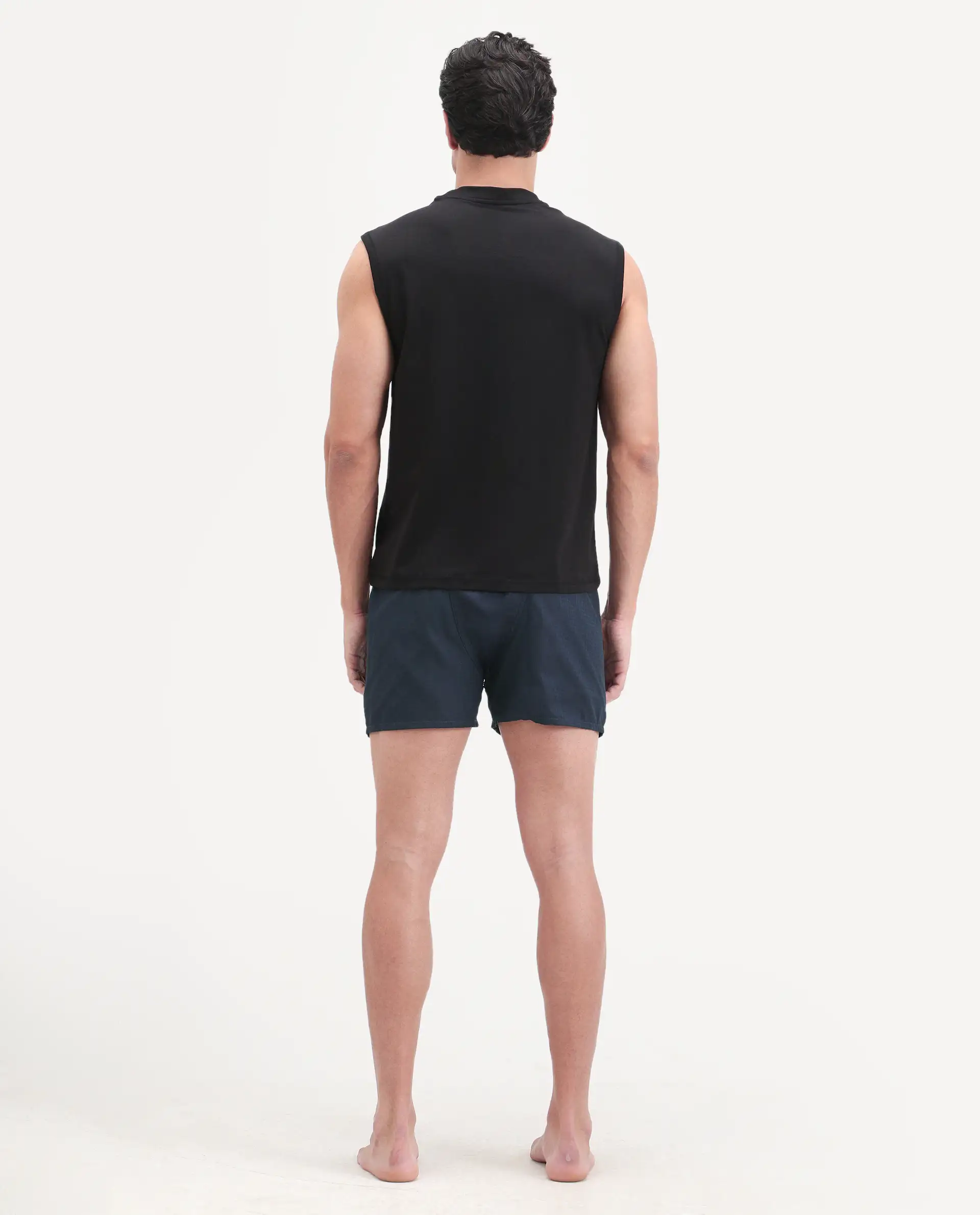 Rare Rabbit Men's Kiva Dark Navy Lyocell Regular Fit Checks Boxer - Image 9