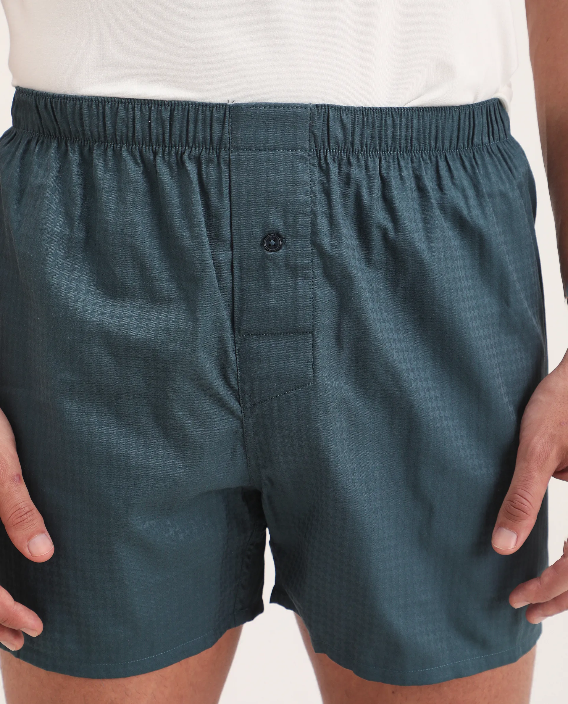 Rare Rabbit Men's Kiva Dark Teal Lyocell Regular Fit Checks Boxer - Image 2