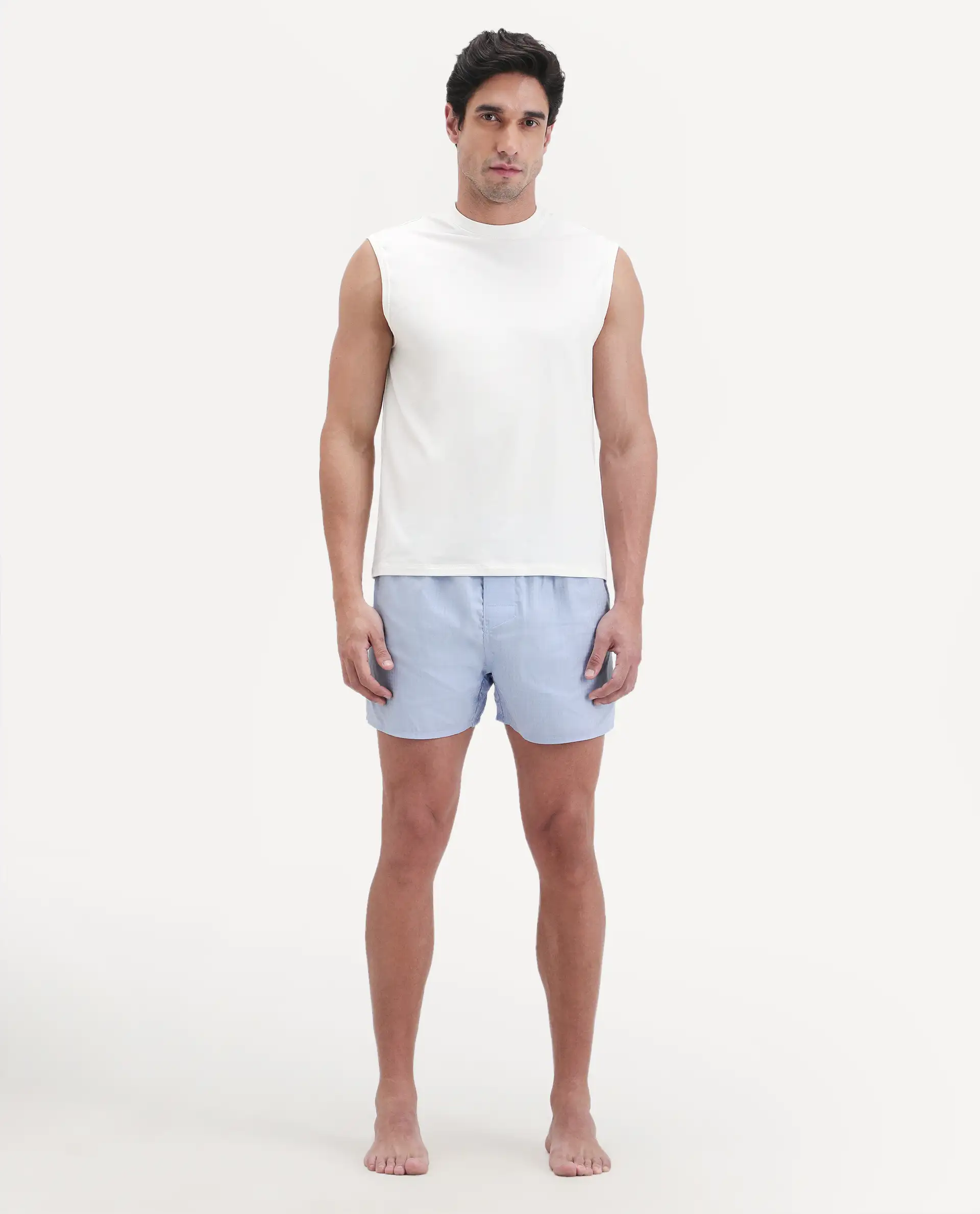 Rare Rabbit Men's Kiva Light Blue Lyocell Regular Fit Checks Boxer - Image 7