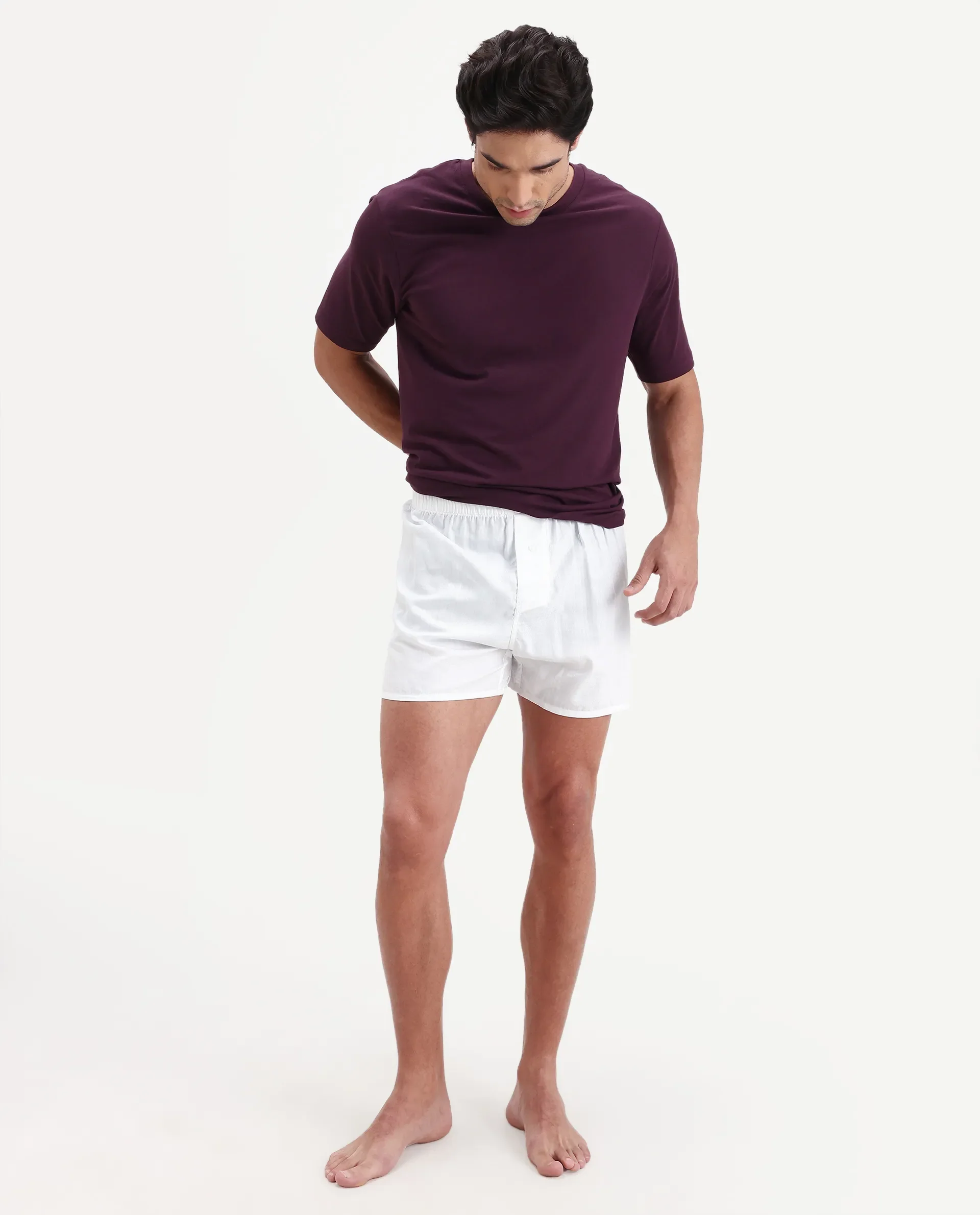Rare Rabbit Men's Kiva White Lyocell Regular Fit Checks Boxer - Image 3