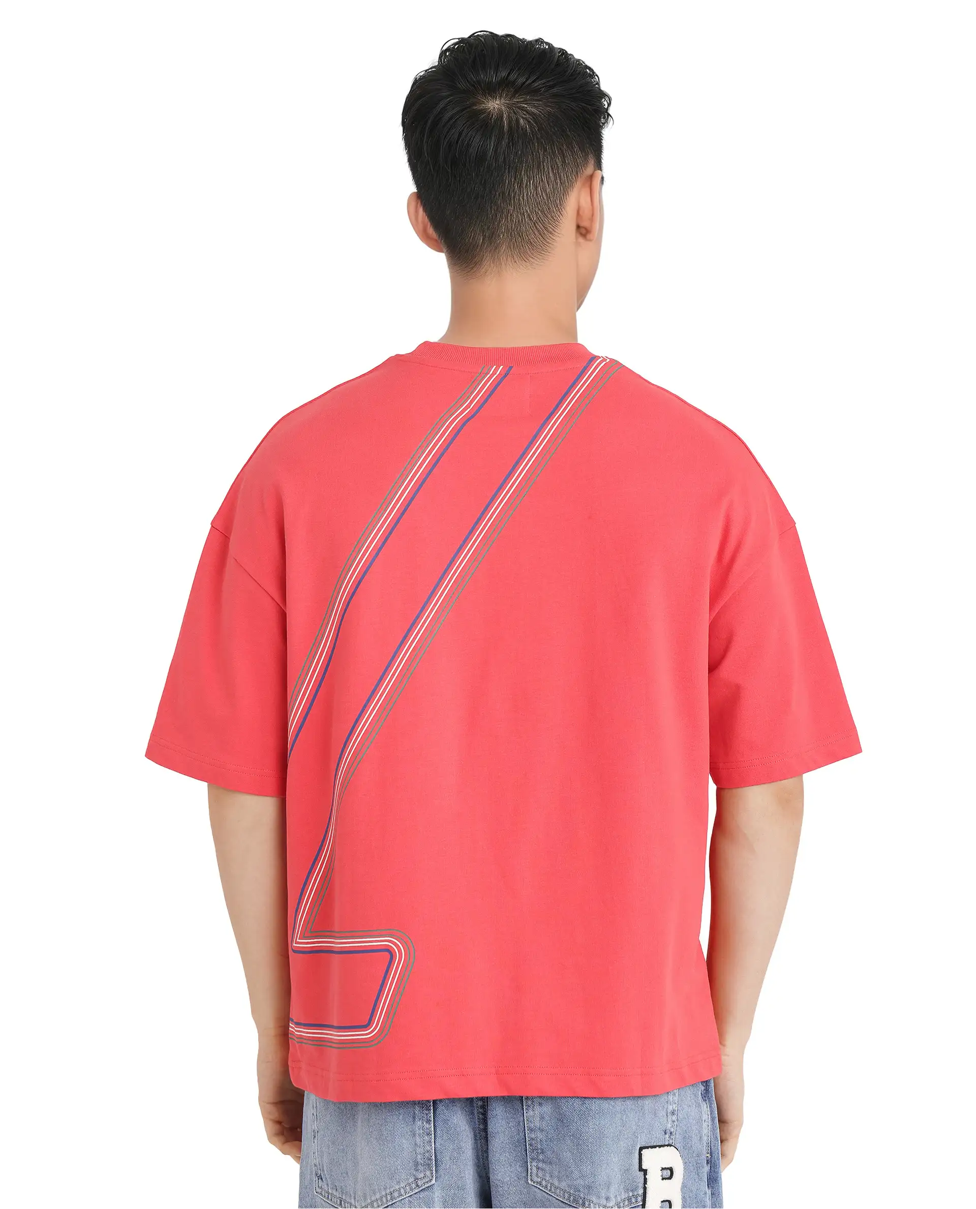 Rare Rabbit Men's Klas Red Cotton Hd Print Oversized Fit Half Sleeve Crew Neck T-Shirt - Image 5