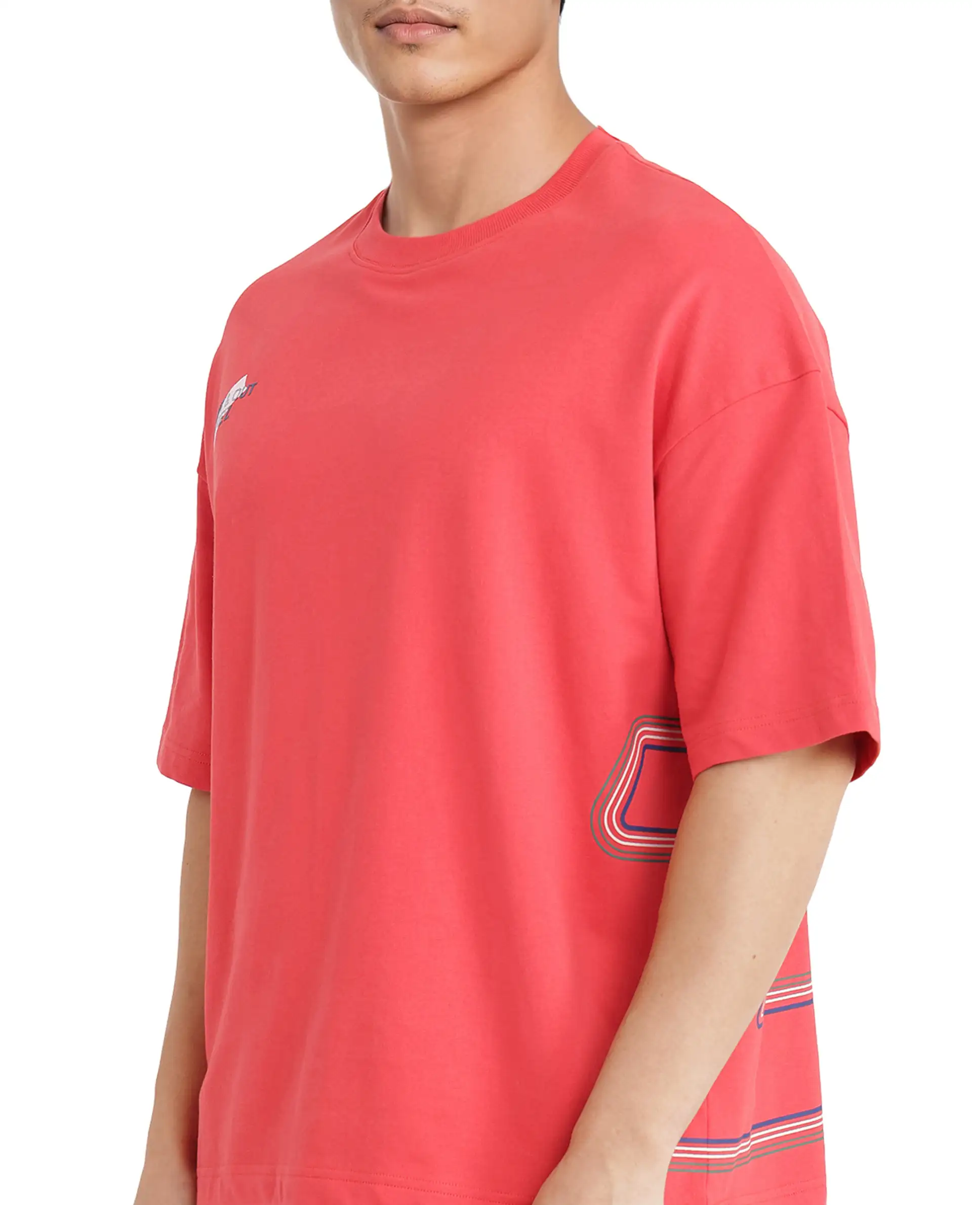 Rare Rabbit Men's Klas Red Cotton Hd Print Oversized Fit Half Sleeve Crew Neck T-Shirt - Image 6