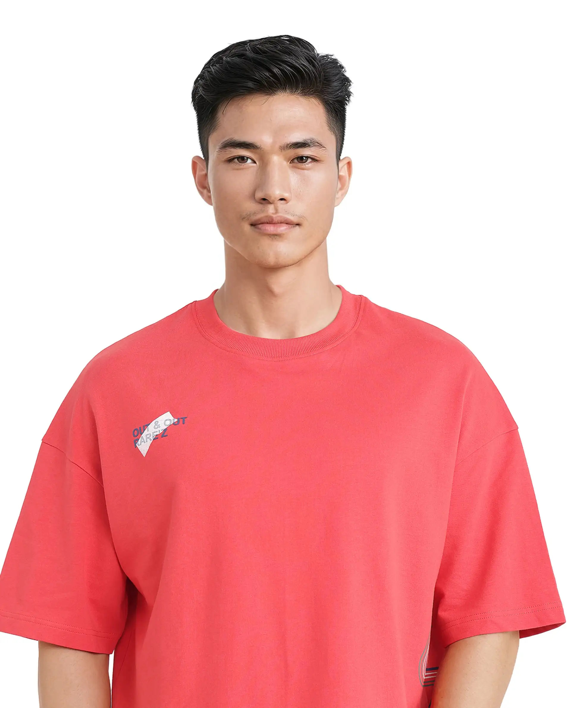 Rare Rabbit Men's Klas Red Cotton Hd Print Oversized Fit Half Sleeve Crew Neck T-Shirt - Image 8