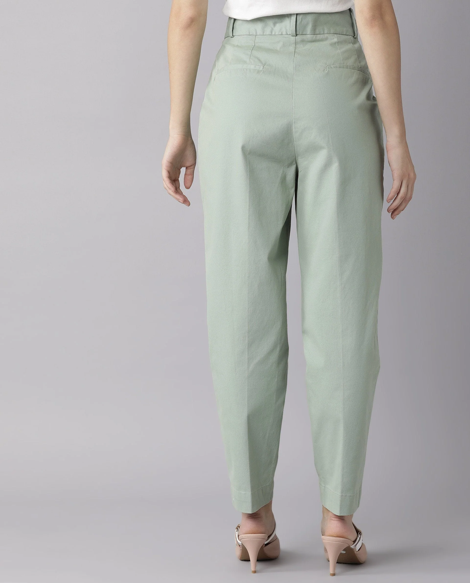 Rareism Womens Klaus Green Trouser High Waist Ankle Length - Image 4