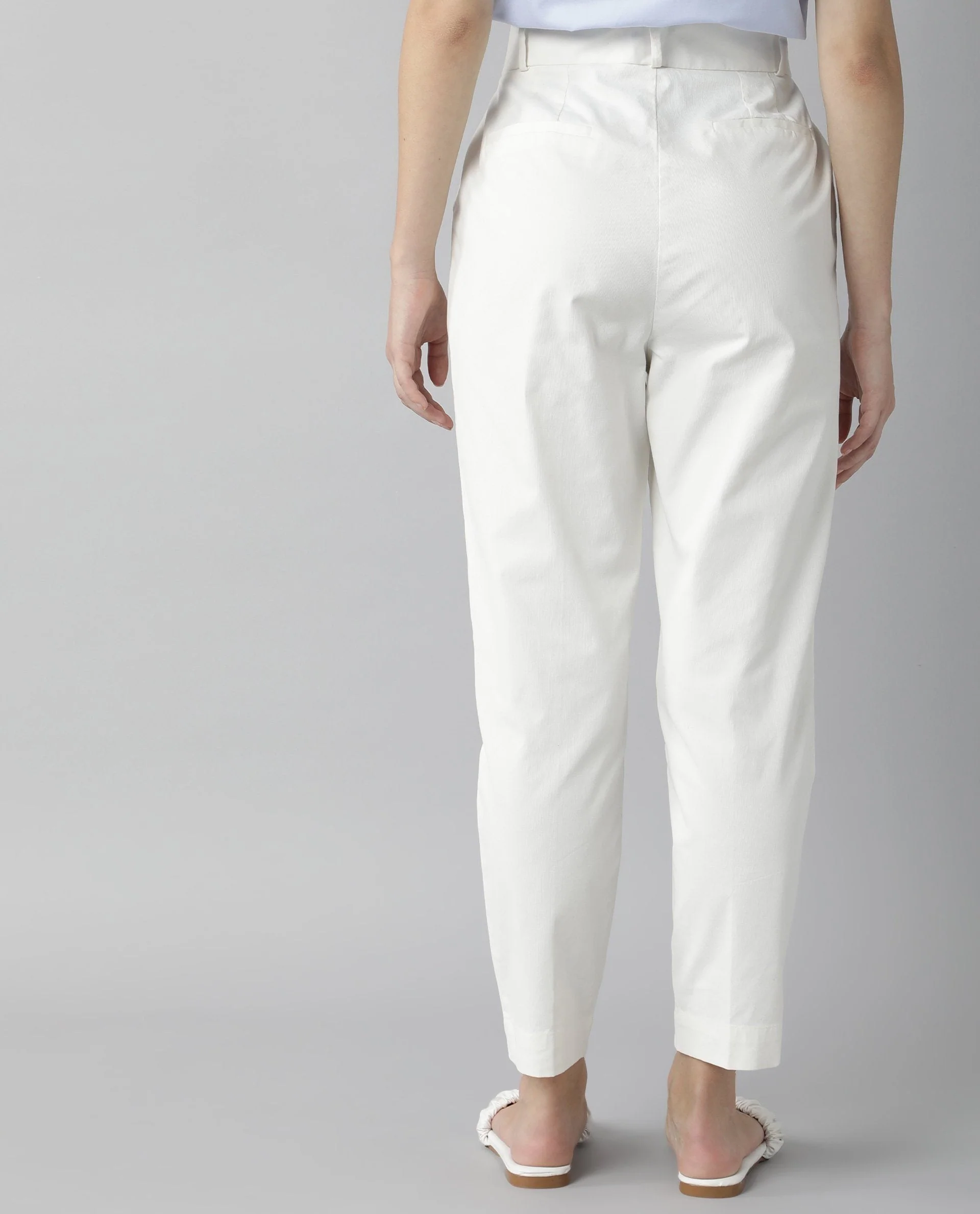 Rareism Womens Klaus Off White Trouser High Waist Ankle Length - Image 2