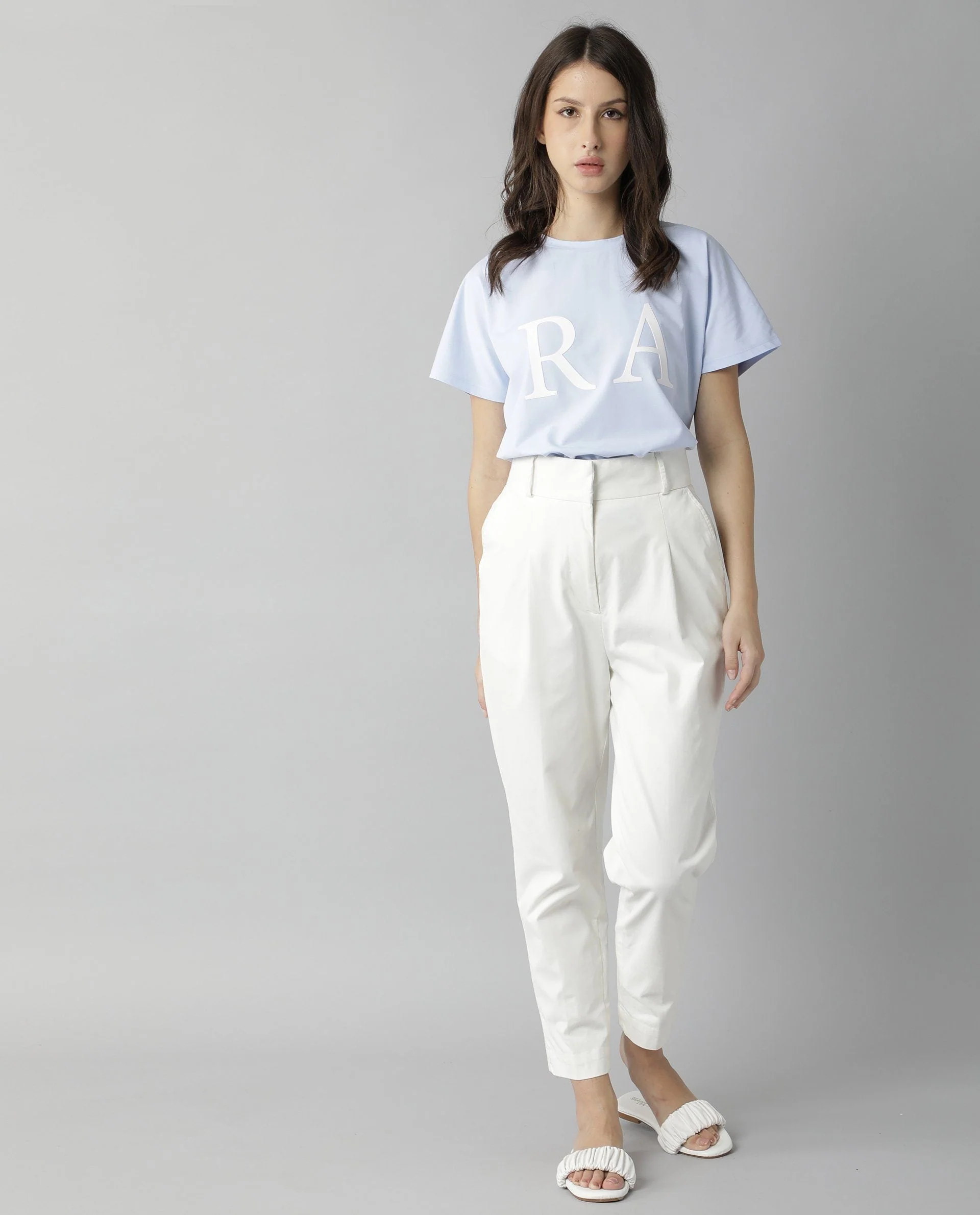 Rareism Womens Klaus Off White Trouser High Waist Ankle Length - Image 4