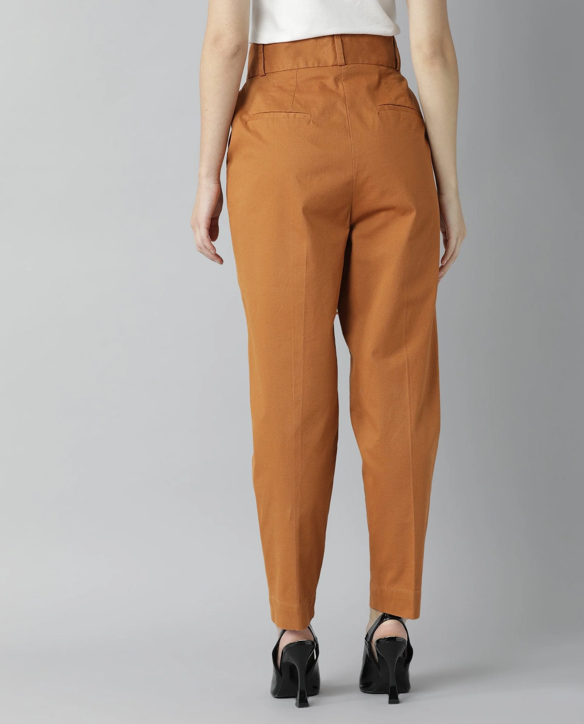 Rareism Womens Klaus Orange Trouser High Waist Ankle Length - Image 4