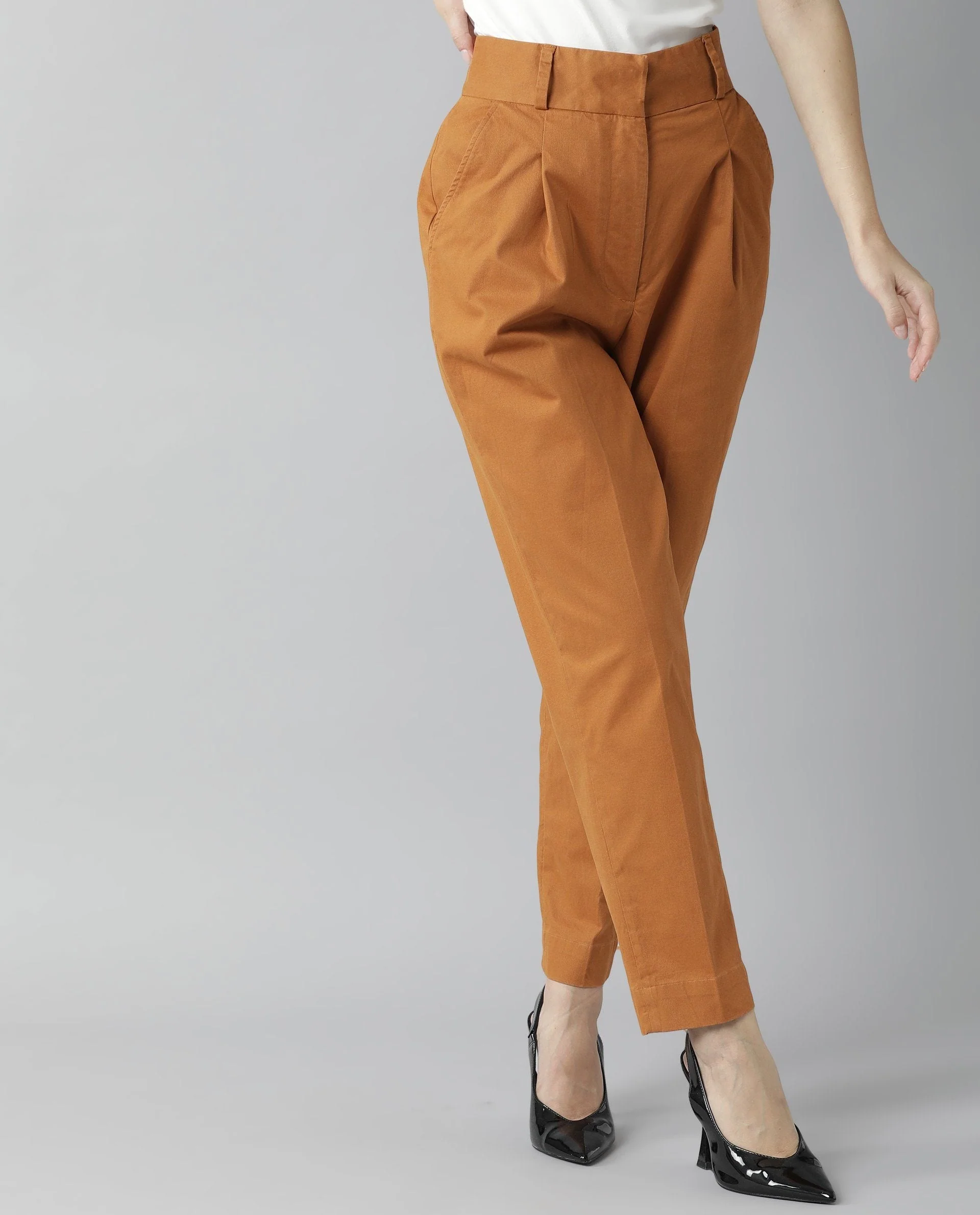 Rareism Womens Klaus Orange Trouser High Waist Ankle Length - Image 6