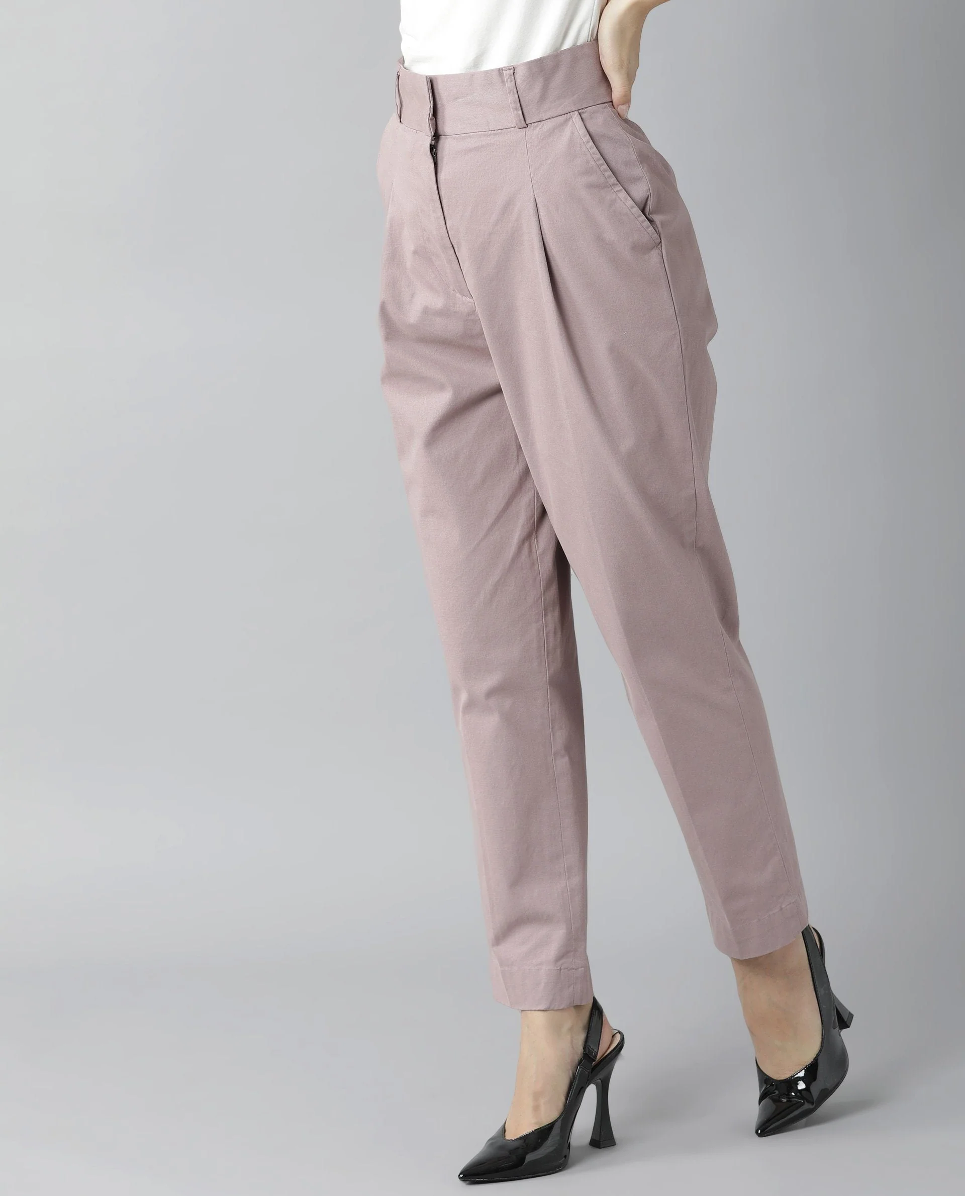 Rareism Womens Klaus Pink Trouser High Waist Ankle Length - Image 2