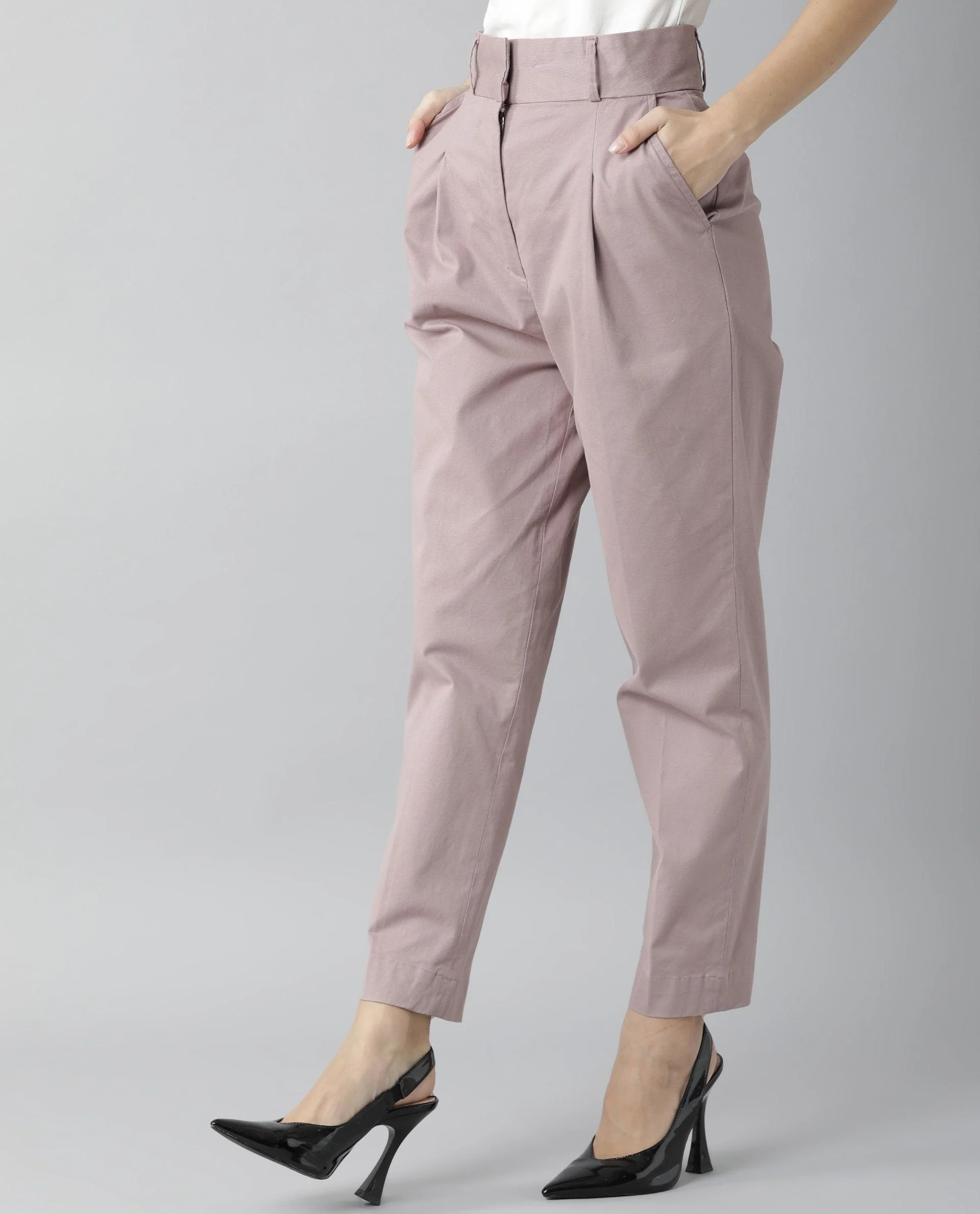 Rareism Womens Klaus Pink Trouser High Waist Ankle Length - Image 3