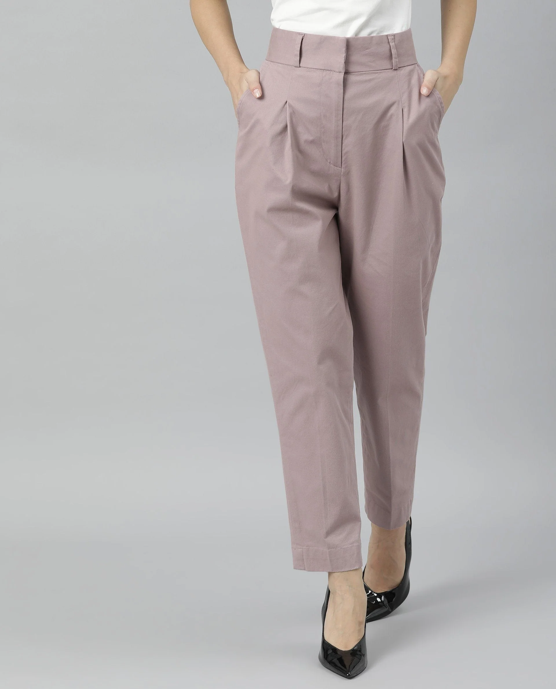 Rareism Womens Klaus Pink Trouser High Waist Ankle Length - Image 6