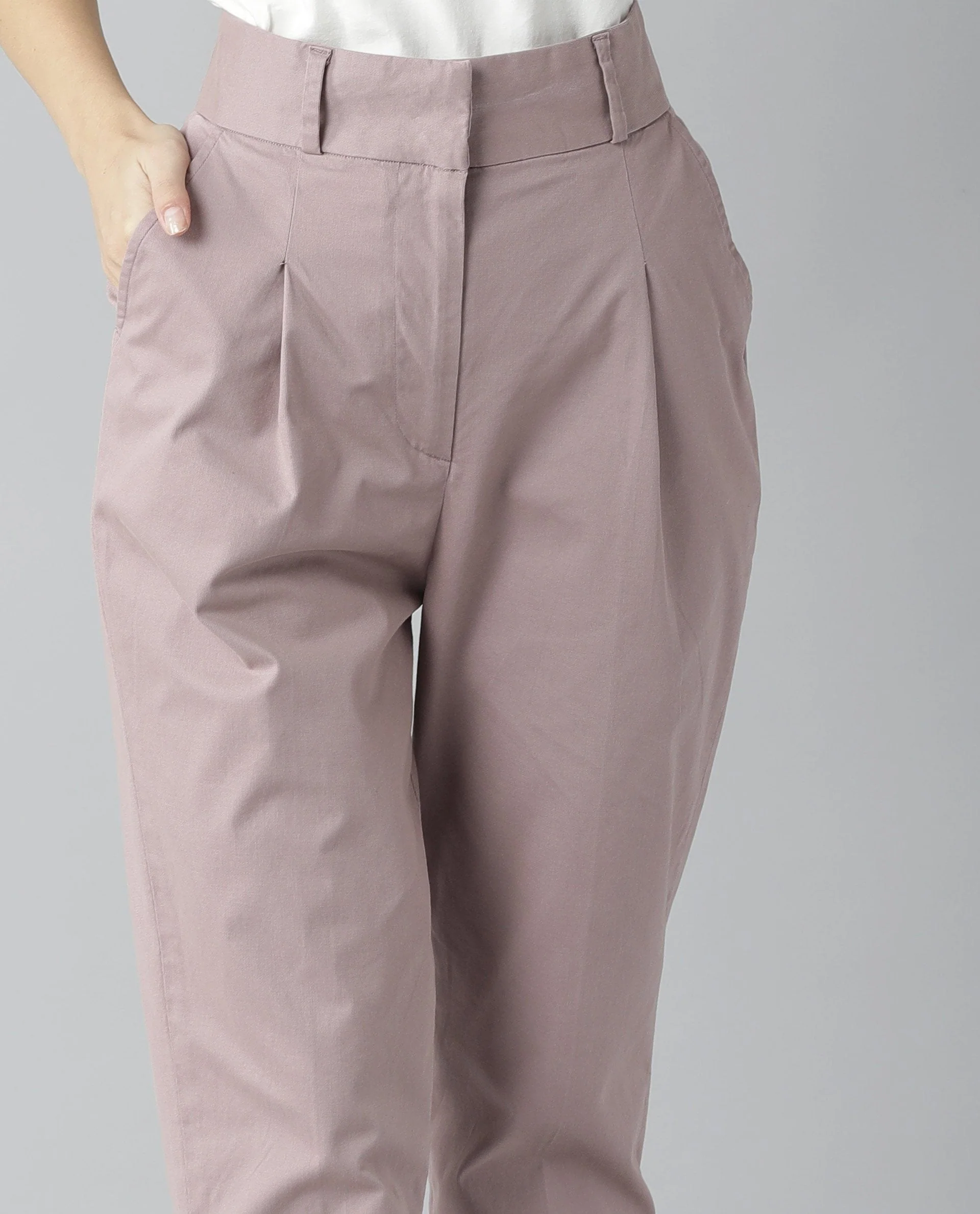 Rareism Womens Klaus Pink Trouser High Waist Ankle Length - Image 7