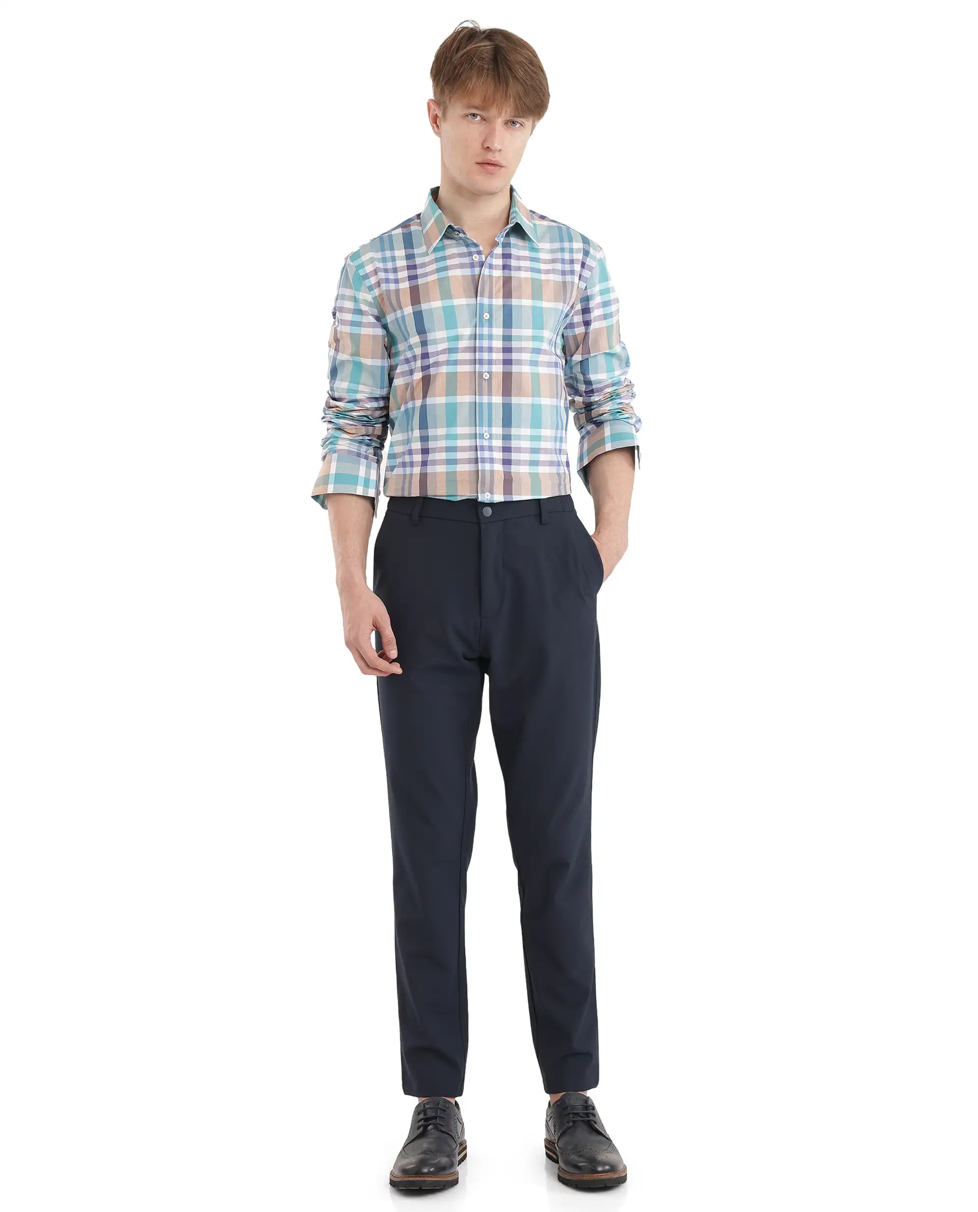 Rare Rabbit Men's Klaz Multi Cotton Checked Print Regular Fit Full Sleeve Collared Shirt - Image 2