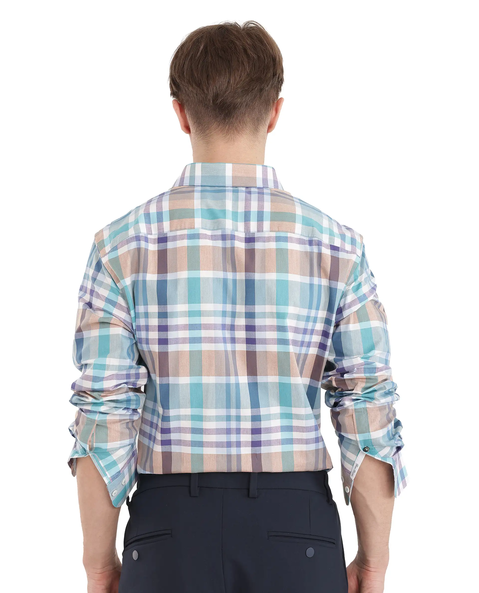 Rare Rabbit Men's Klaz Multi Cotton Checked Print Regular Fit Full Sleeve Collared Shirt - Image 4
