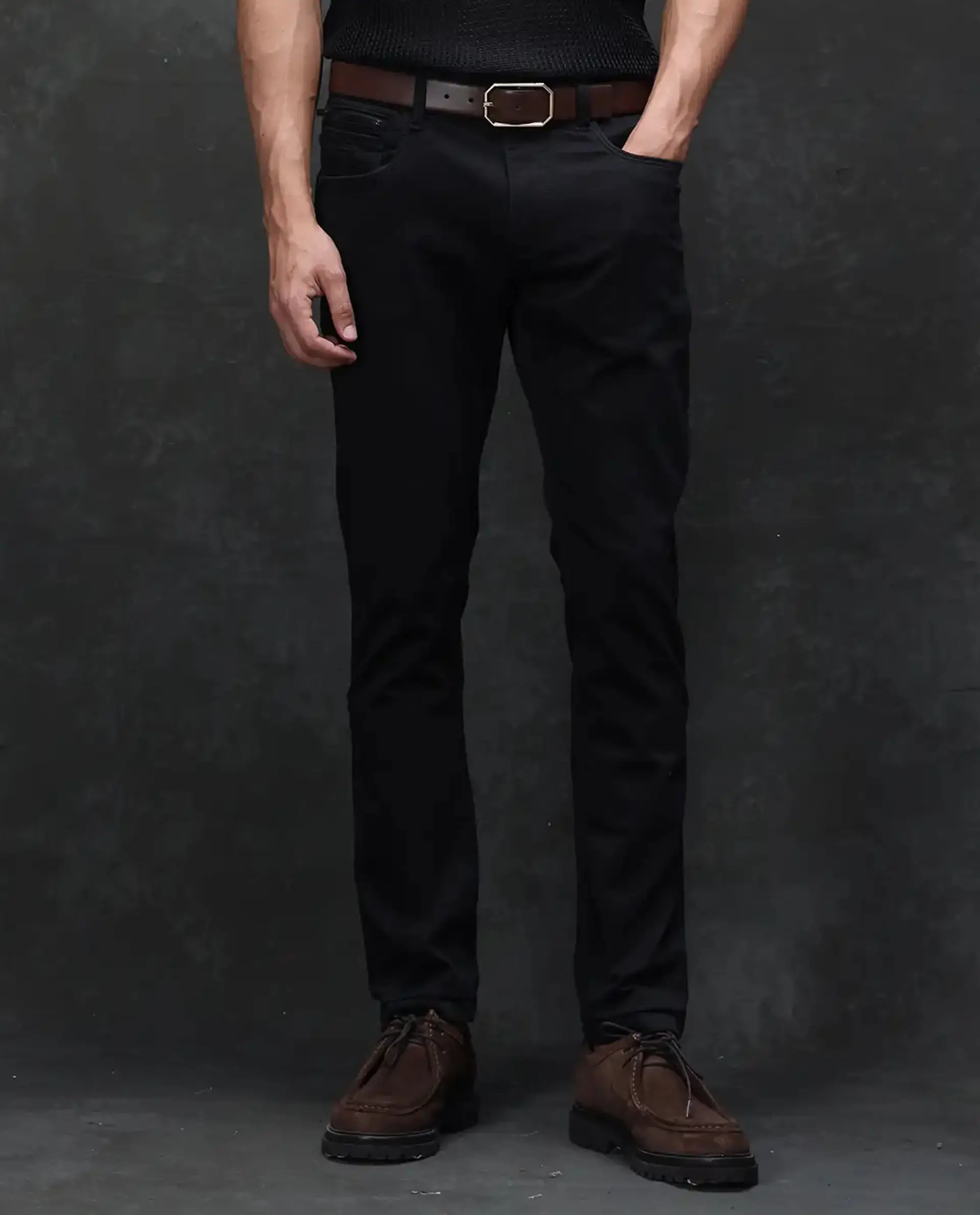 Rare Rabbit Men's Guild Casual Kleber Black Cotton Blend Plain Hawk Slim Fit Jeans - Image 10