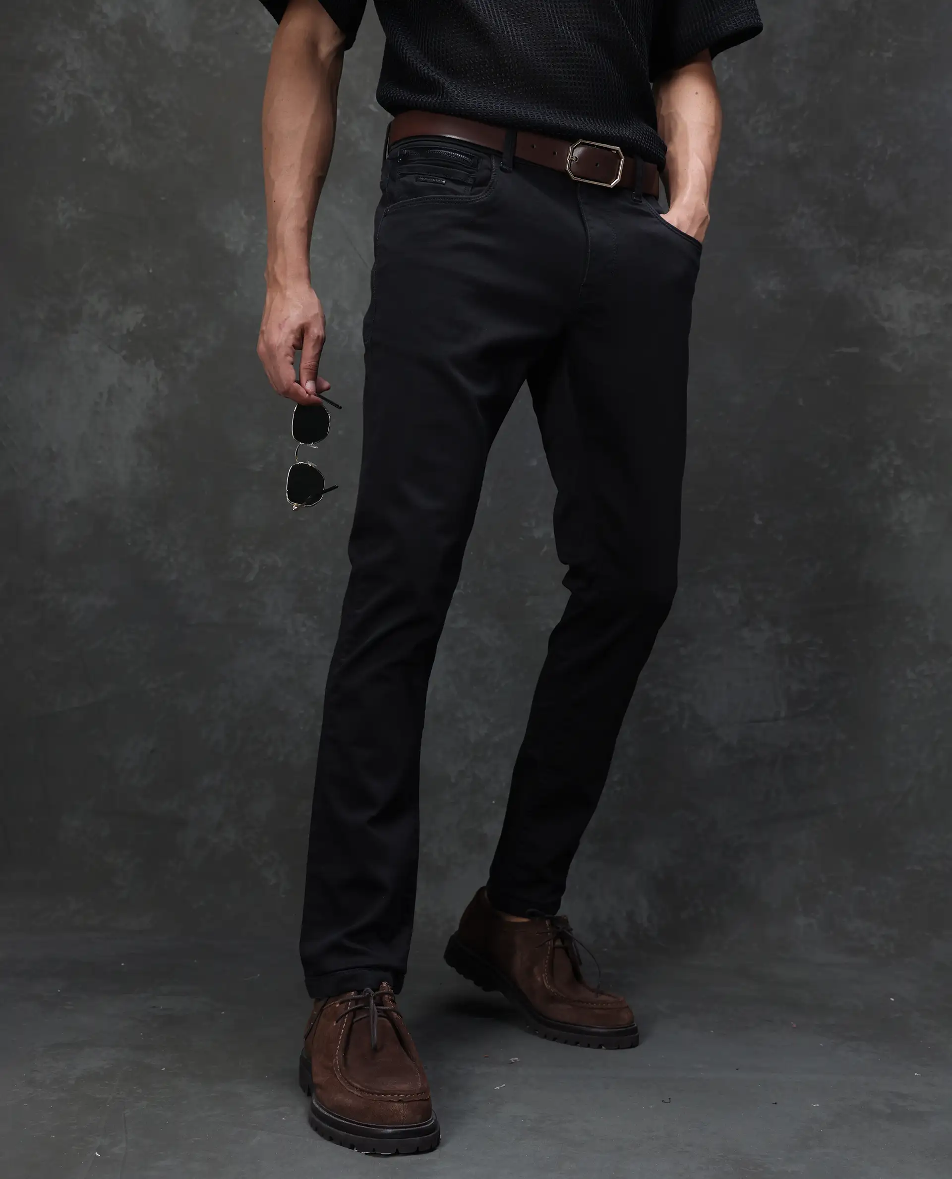 Rare Rabbit Men's Guild Casual Kleber Black Cotton Blend Plain Hawk Slim Fit Jeans - Image 2
