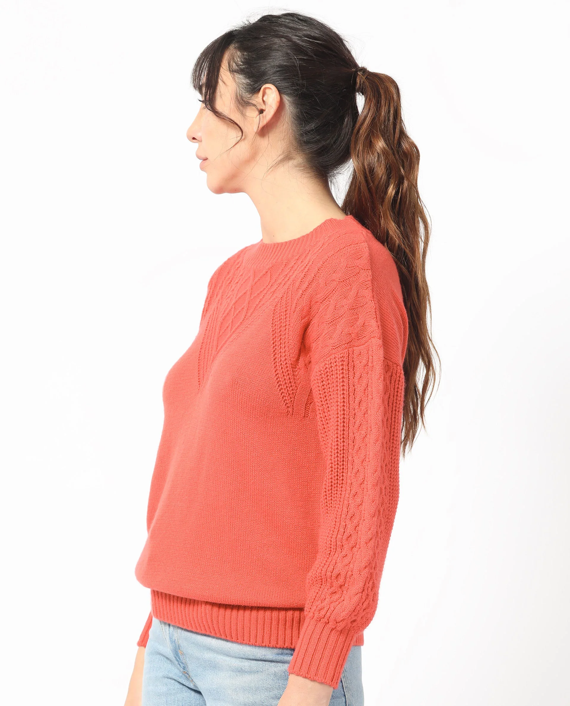 Rareism Women's Klein Orange Acrylic Crew Neck Plain Regular Fit Sweater - Image 7