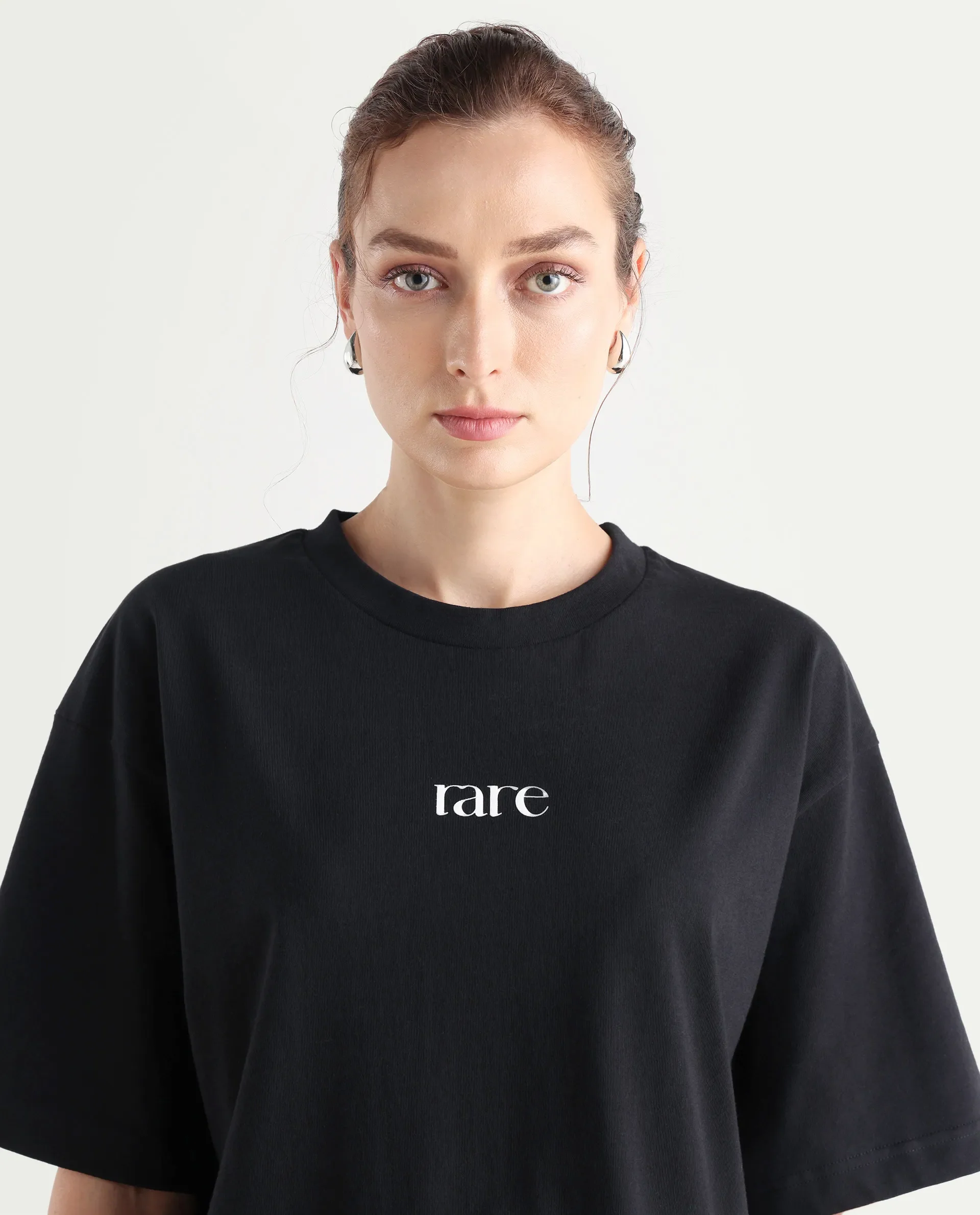 Rareism Women's Klend Black Cotton Graphic Print Oversized T-Shirt - Image 5