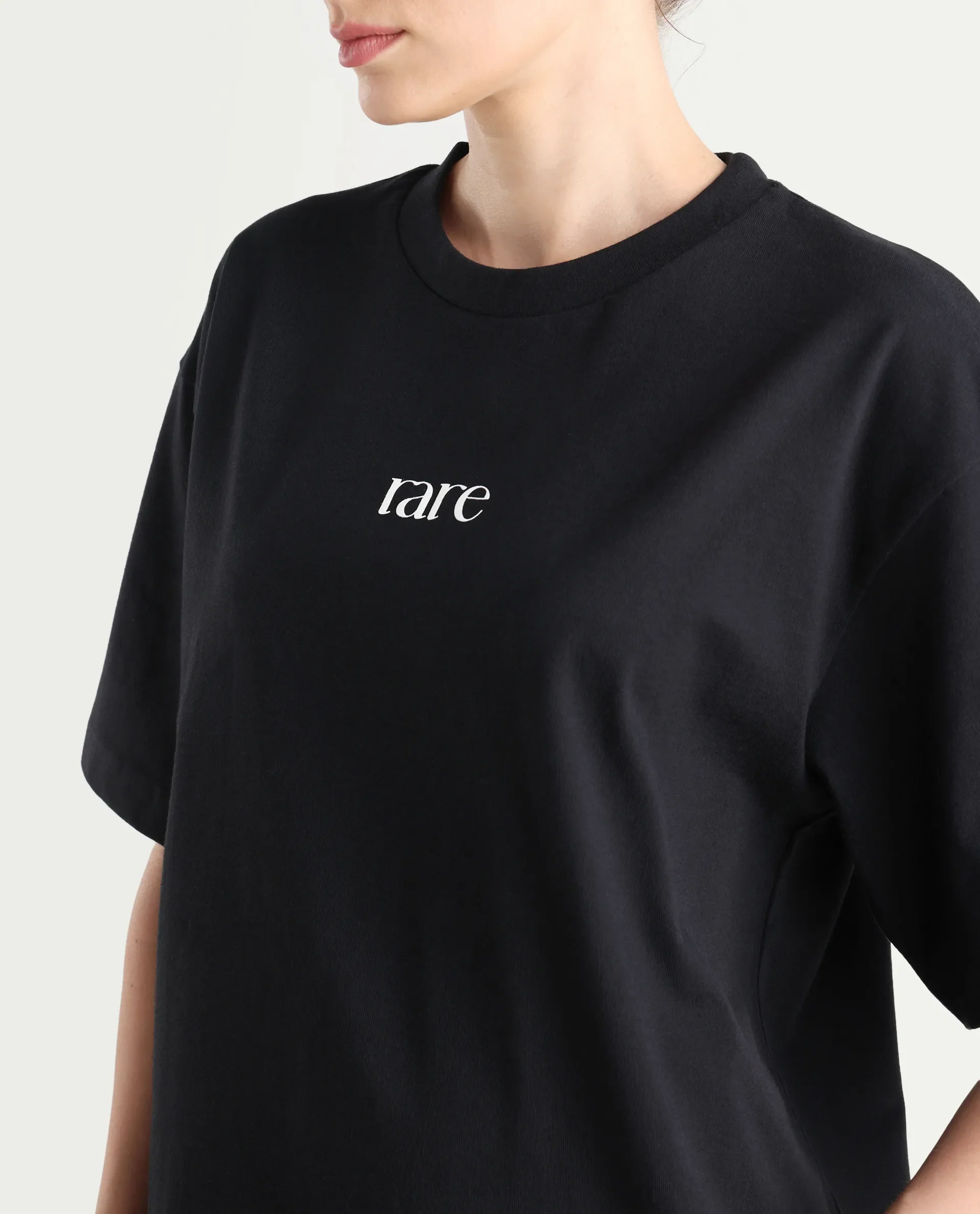 Rareism Women's Klend Black Cotton Graphic Print Oversized T-Shirt - Image 6