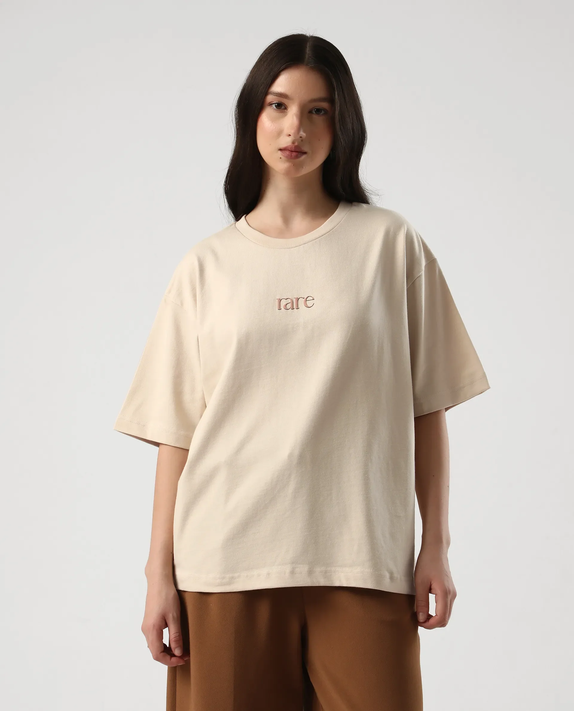 Rareism Women's Klend Off White Cotton Graphic Print Oversized T-Shirt - Image 2