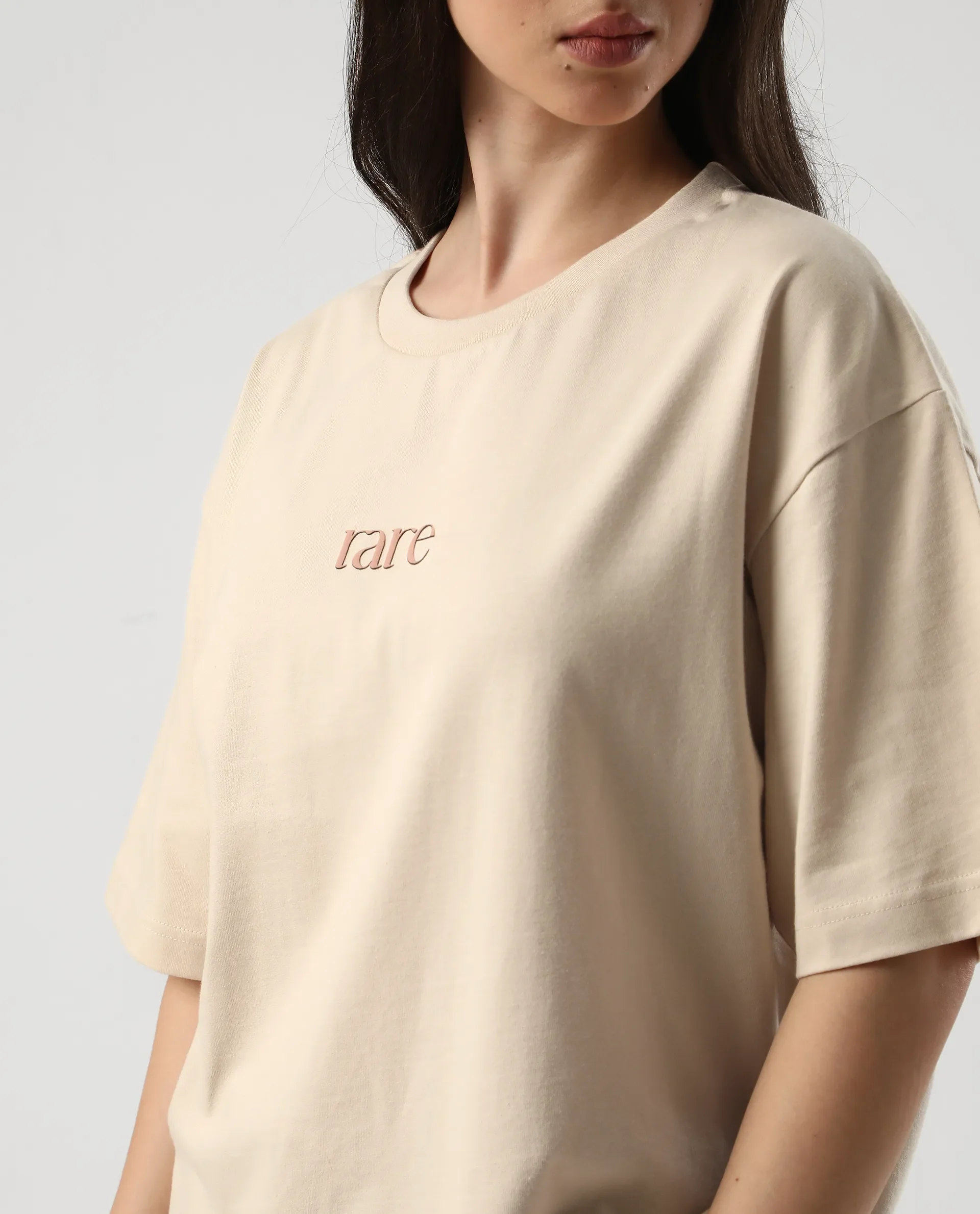 Rareism Women's Klend Off White Cotton Graphic Print Oversized T-Shirt - Image 4