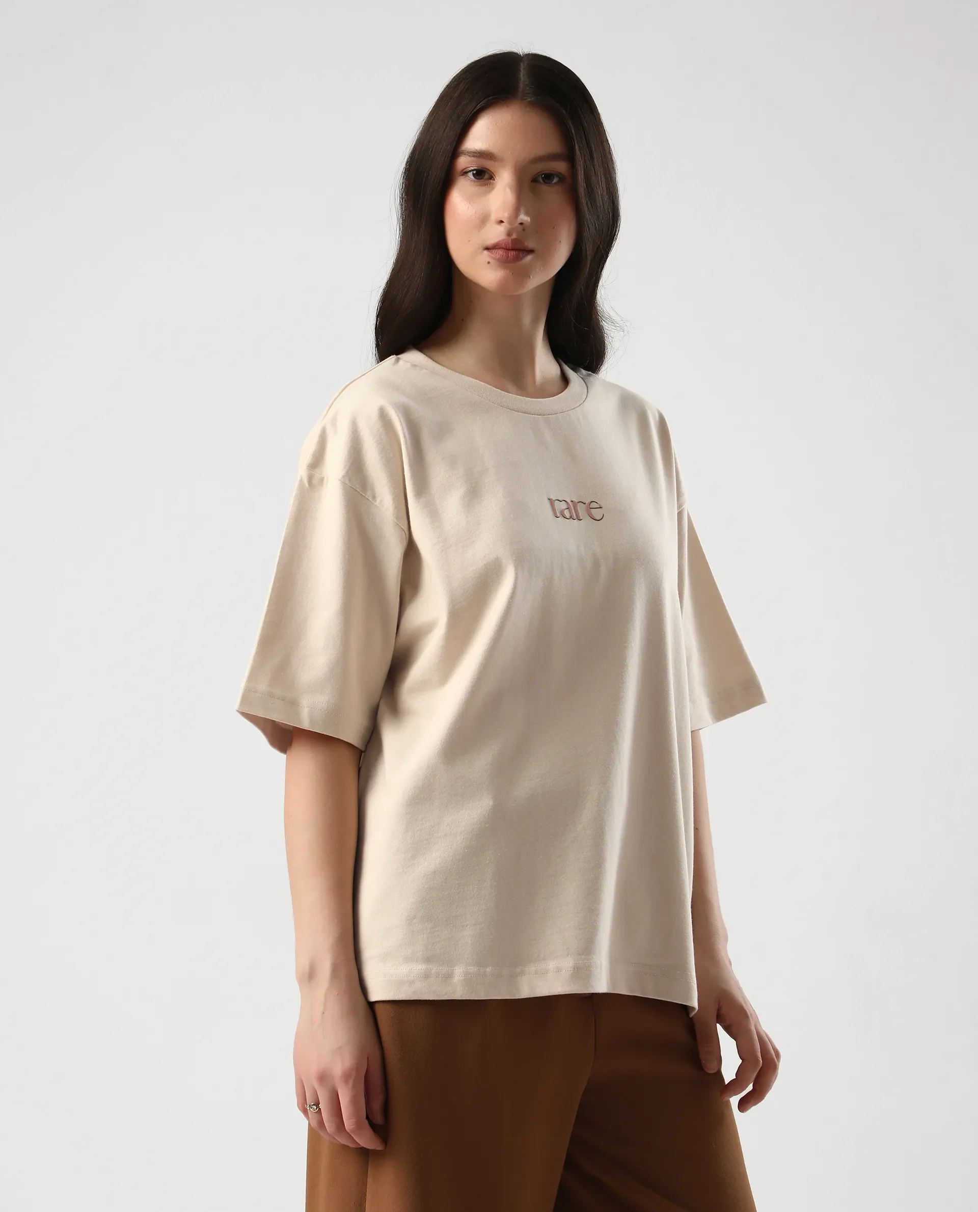 Rareism Women's Klend Off White Cotton Graphic Print Oversized T-Shirt - Image 6