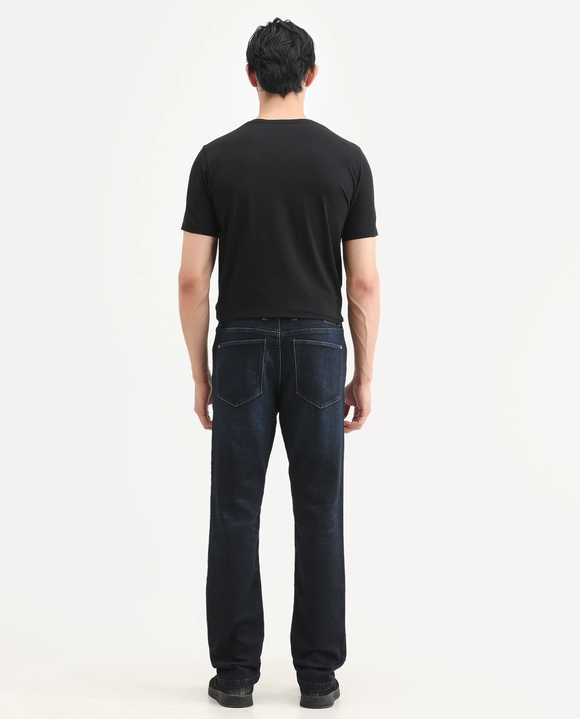 Rare Rabbit Men's Kliq Dark Navy Cotton Blend Fabric Morris Regular Fit Plain Jeans - Image 8