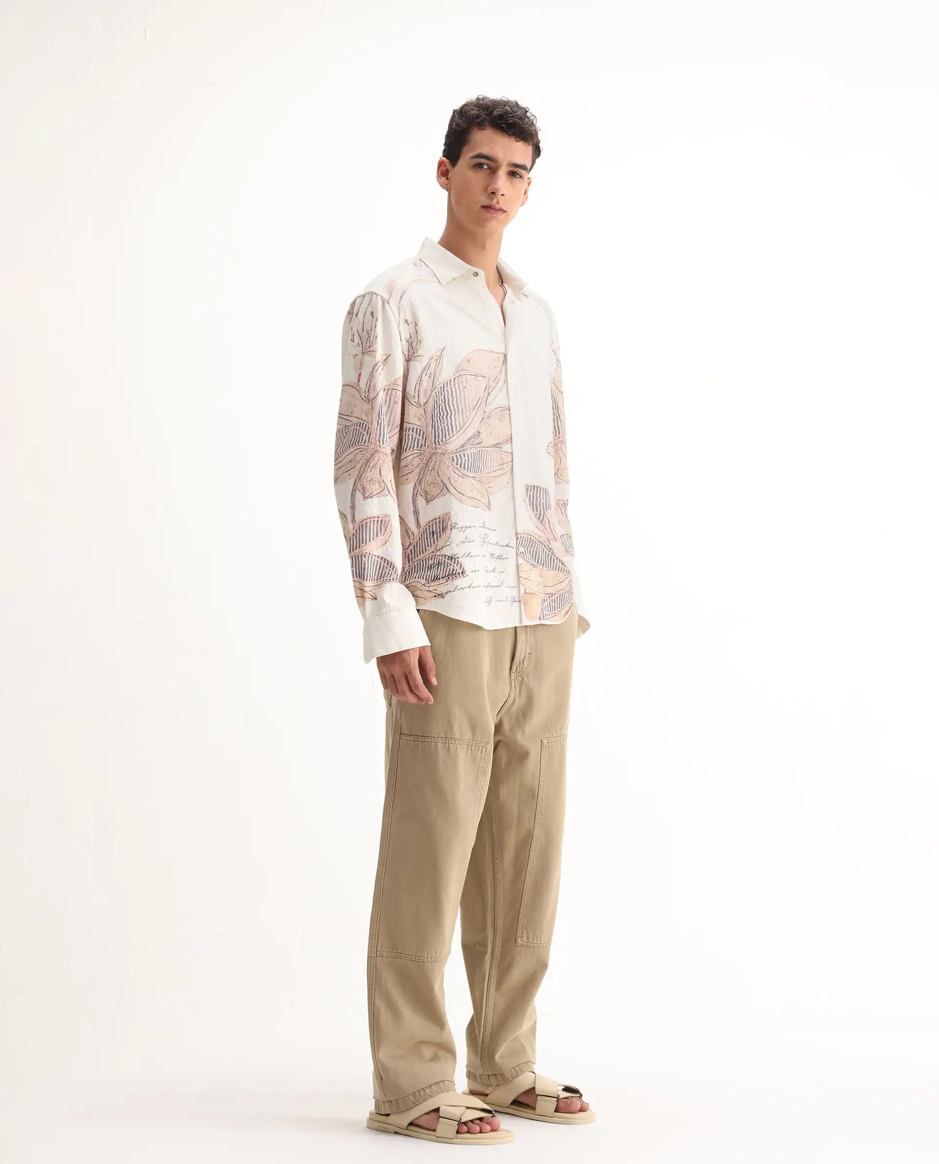 Rare Rabbit Men's Klop Beige Cotton Plain Carpenter Fit Jeans - Image 6