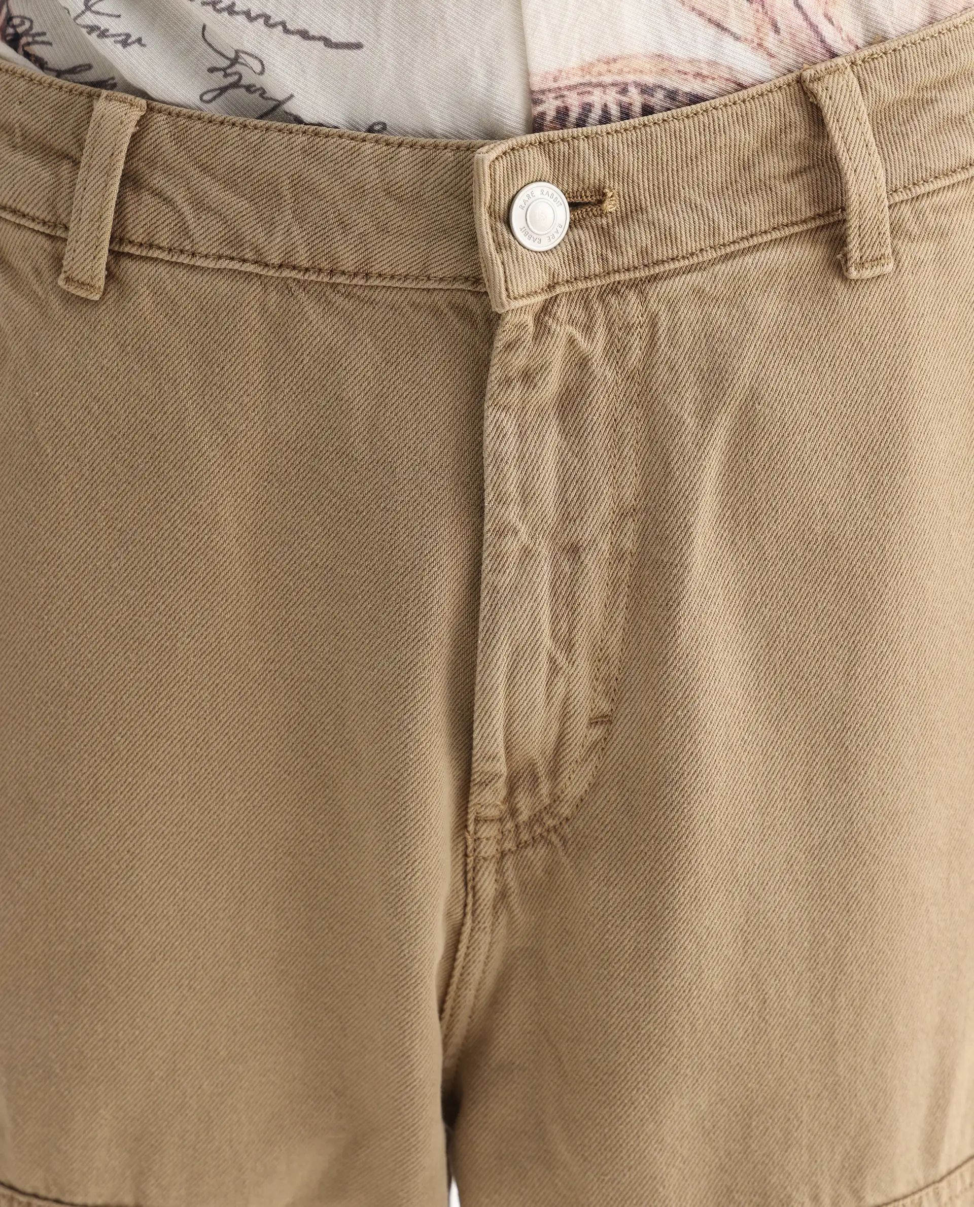 Rare Rabbit Men's Klop Beige Cotton Plain Carpenter Fit Jeans - Image 7