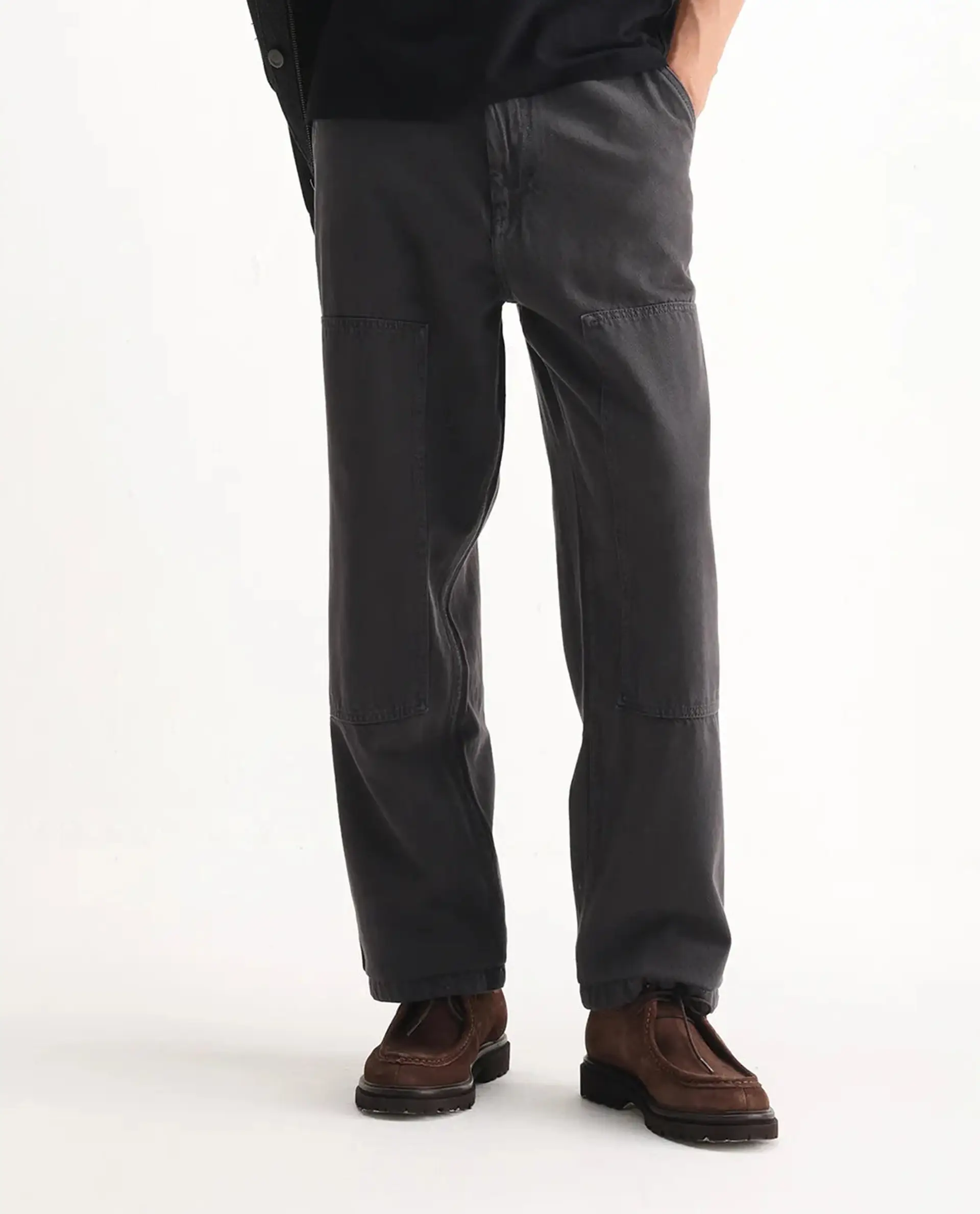 Rare Rabbit Men's Klop Dark Grey Cotton Plain Carpenter Fit Jeans - Image 10