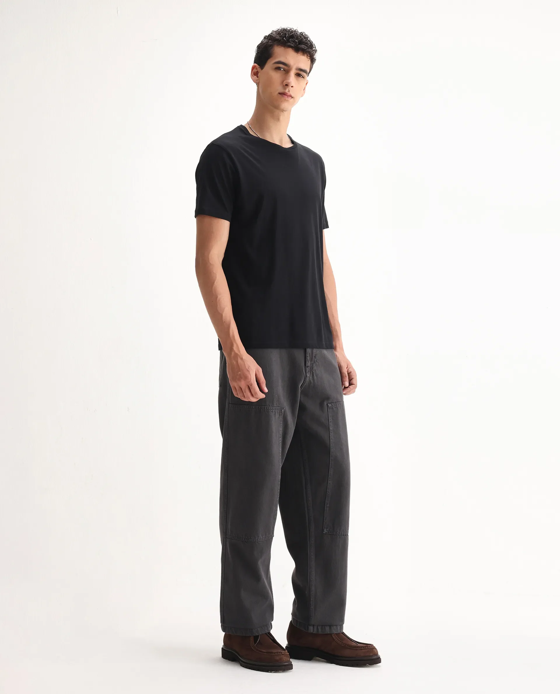 Rare Rabbit Men's Klop Dark Grey Cotton Plain Carpenter Fit Jeans - Image 6