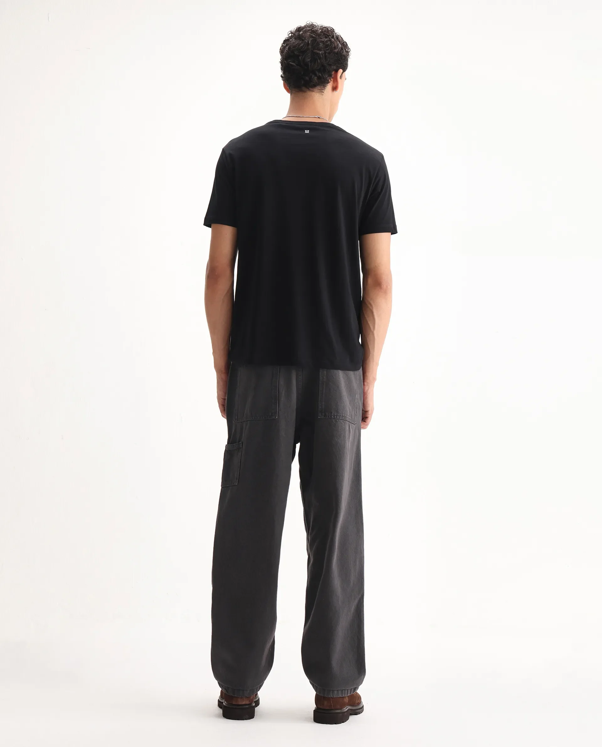 Rare Rabbit Men's Klop Dark Grey Cotton Plain Carpenter Fit Jeans - Image 9