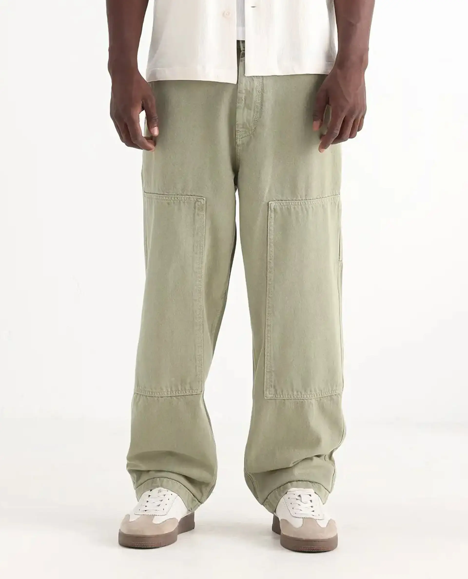 Rare Rabbit Men's Klop Pastel Green Cotton Plain Carpenter Fit Jeans - Image 10
