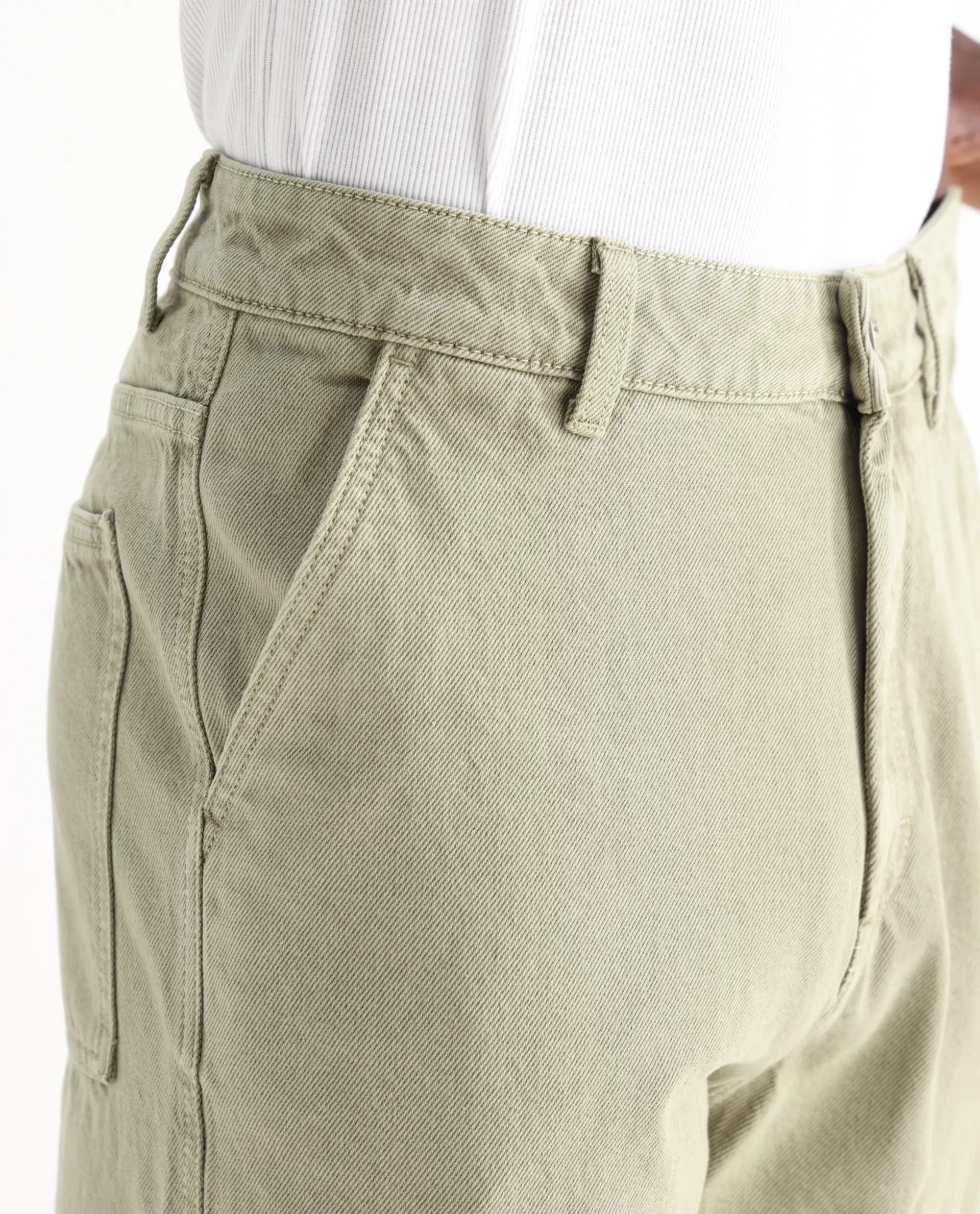 Rare Rabbit Men's Klop Pastel Green Cotton Plain Carpenter Fit Jeans - Image 6