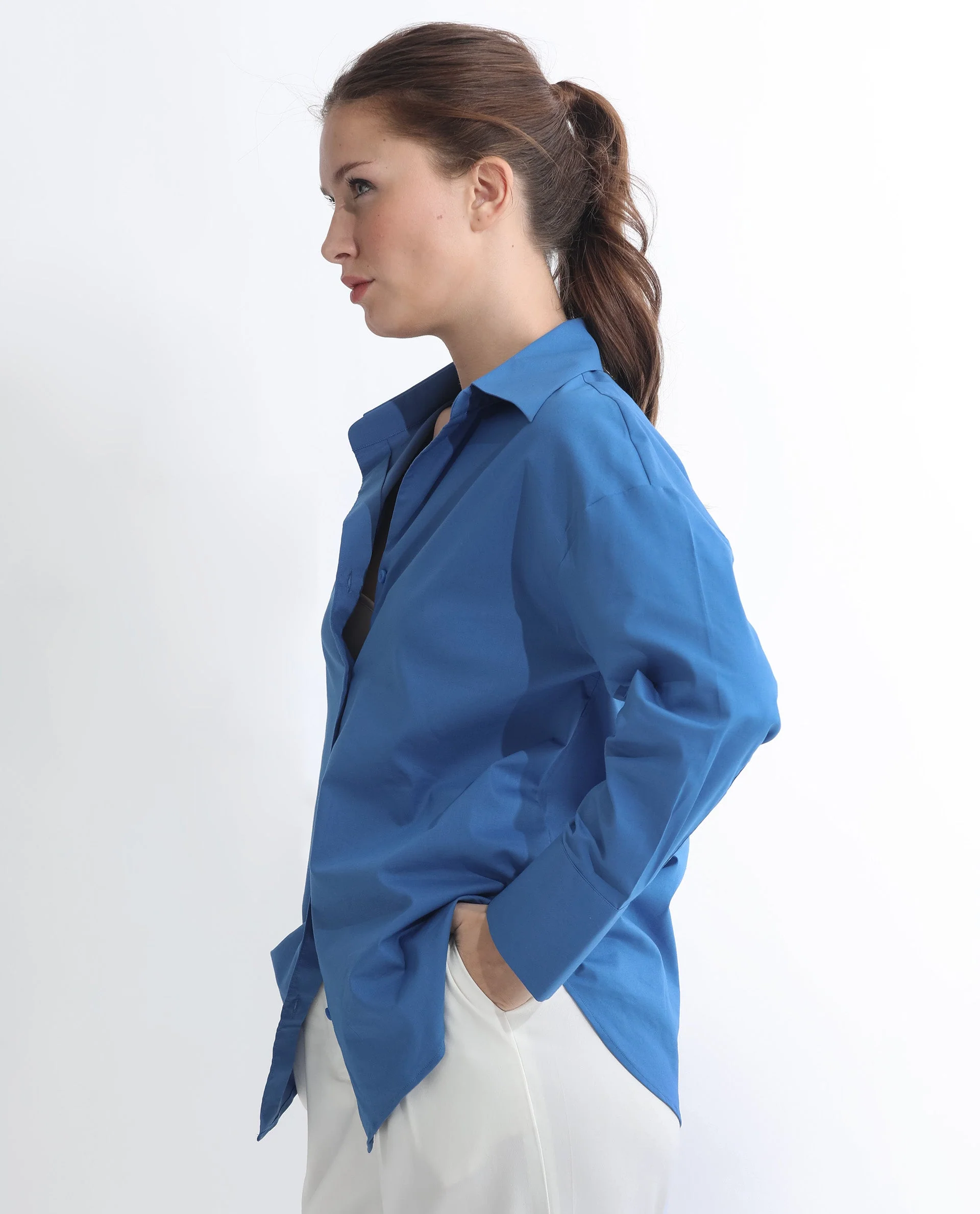 Rareism Women's Klox Dark Blue Cotton Spread Collar Plain Cuffed Sleeve Regular Fit Shirt - Image 10
