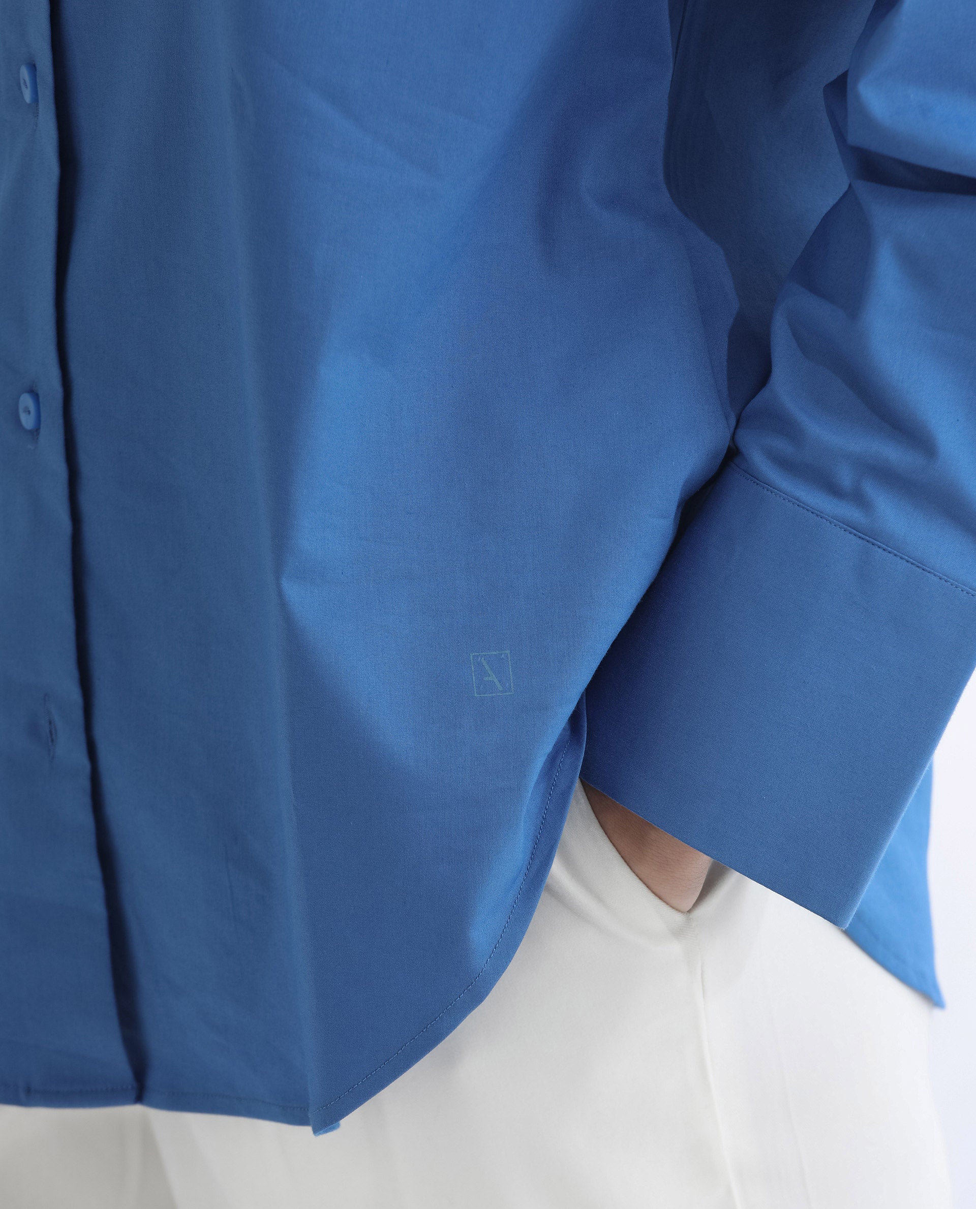 Rareism Women's Klox Dark Blue Cotton Spread Collar Plain Cuffed Sleeve Regular Fit Shirt - Image 14