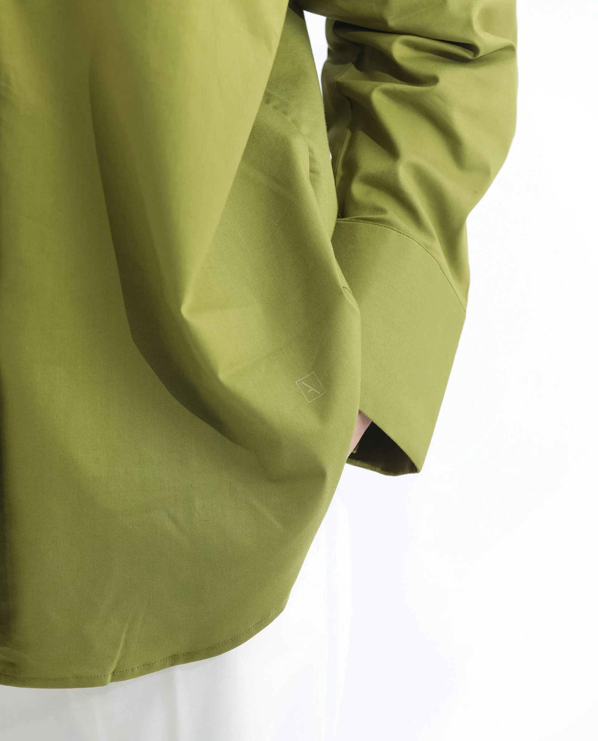 Rareism Women's Klox Light Olive Cotton Spread Collar Plain Cuffed Sleeve Regular Fit Shirt - Image 4