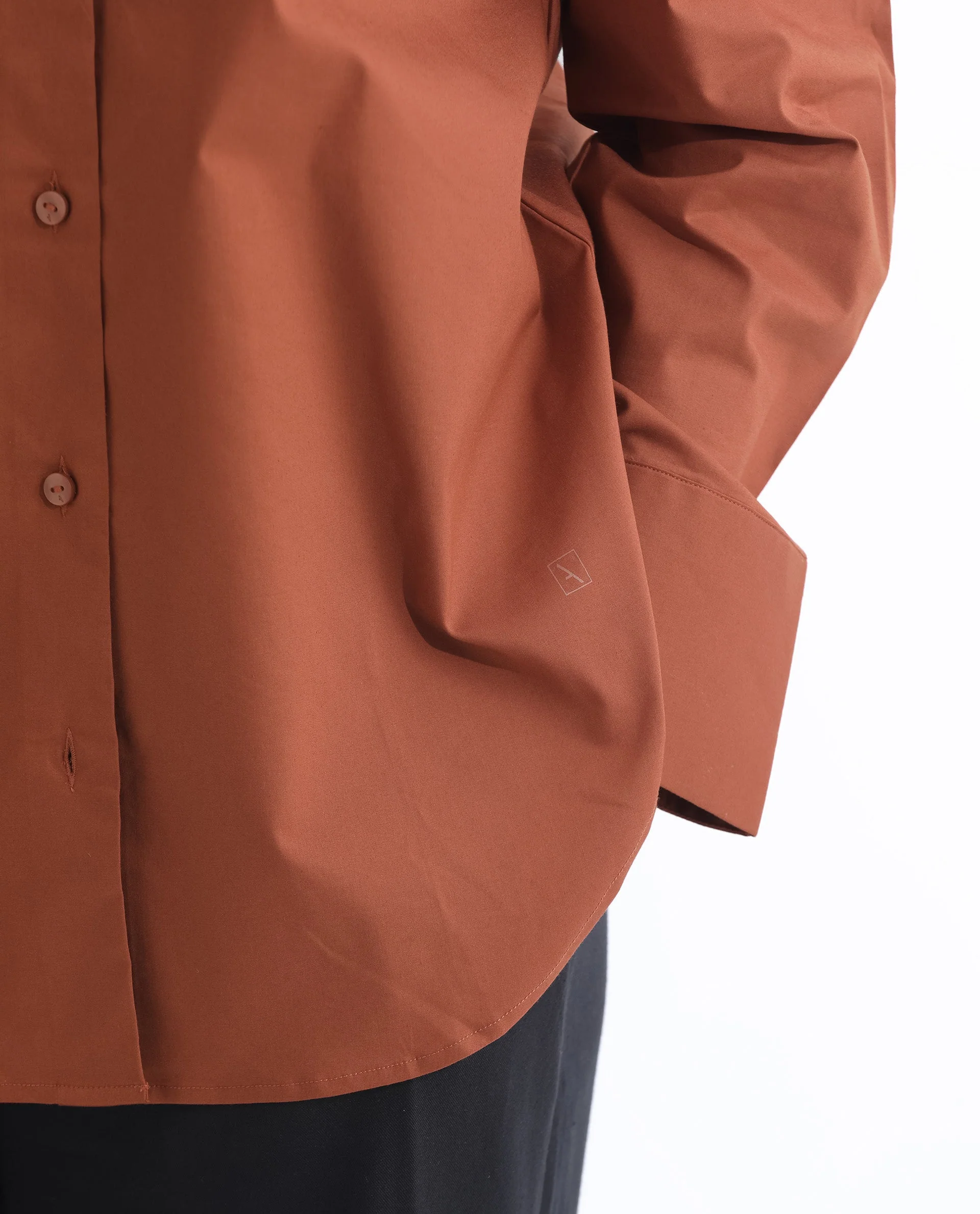 Rareism Women's Klox Orange Cotton Spread Collar Plain Cuffed Sleeve Regular Fit Shirt - Image 4