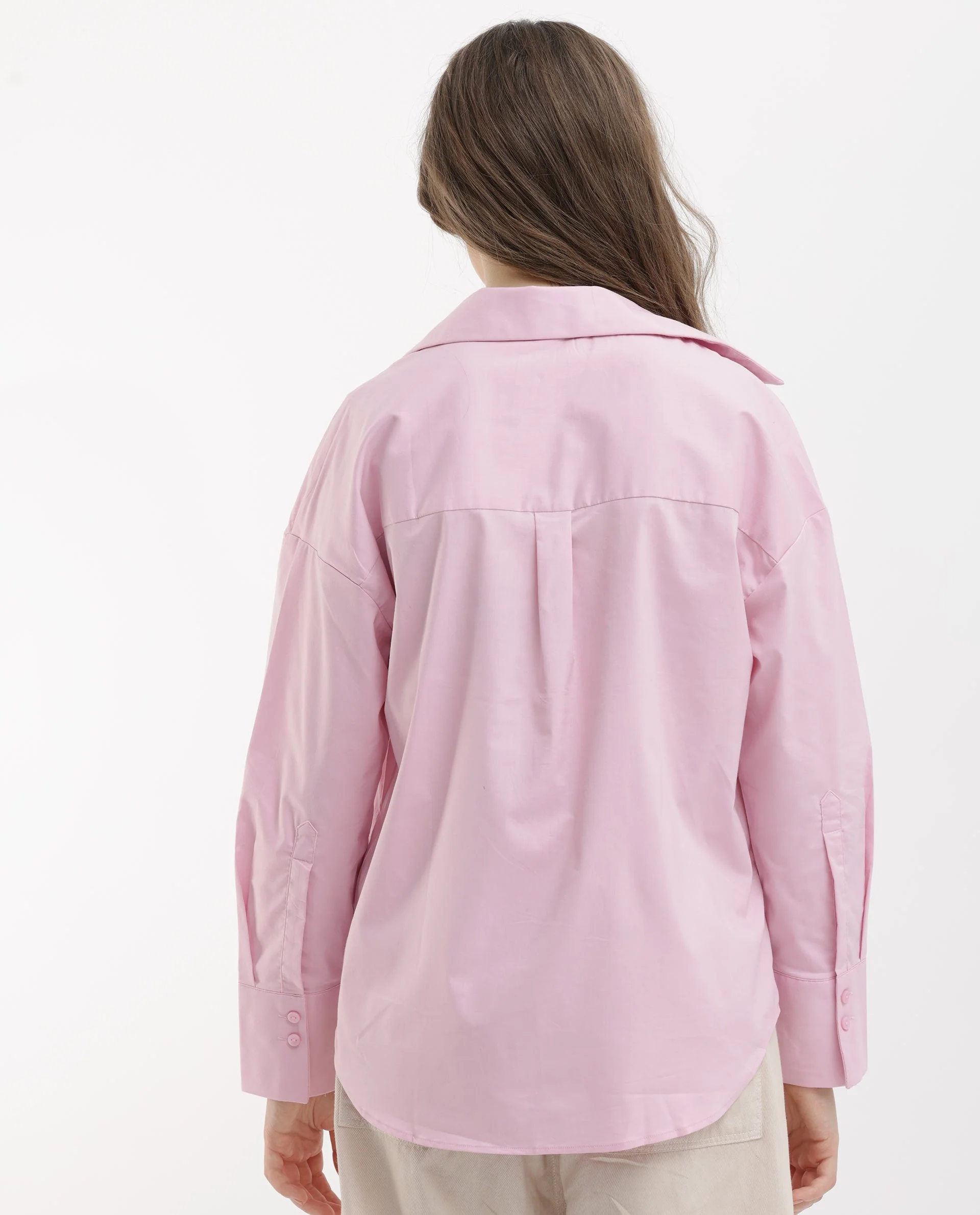 Rareism Women's Klox Pink Cotton Spread Collar Plain Cuffed Sleeve Regular Fit Shirt - Image 10