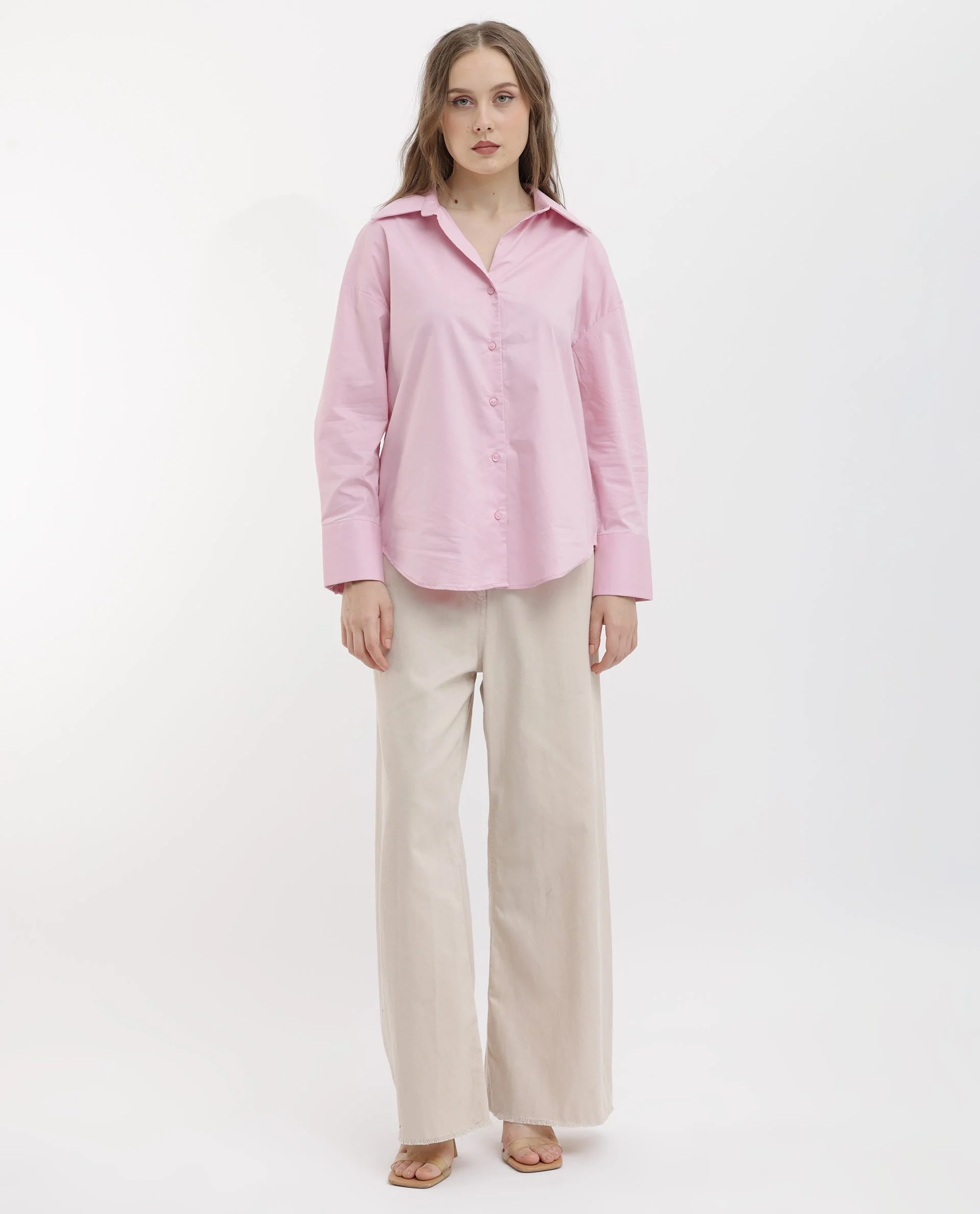 Rareism Women's Klox Pink Cotton Spread Collar Plain Cuffed Sleeve Regular Fit Shirt - Image 8