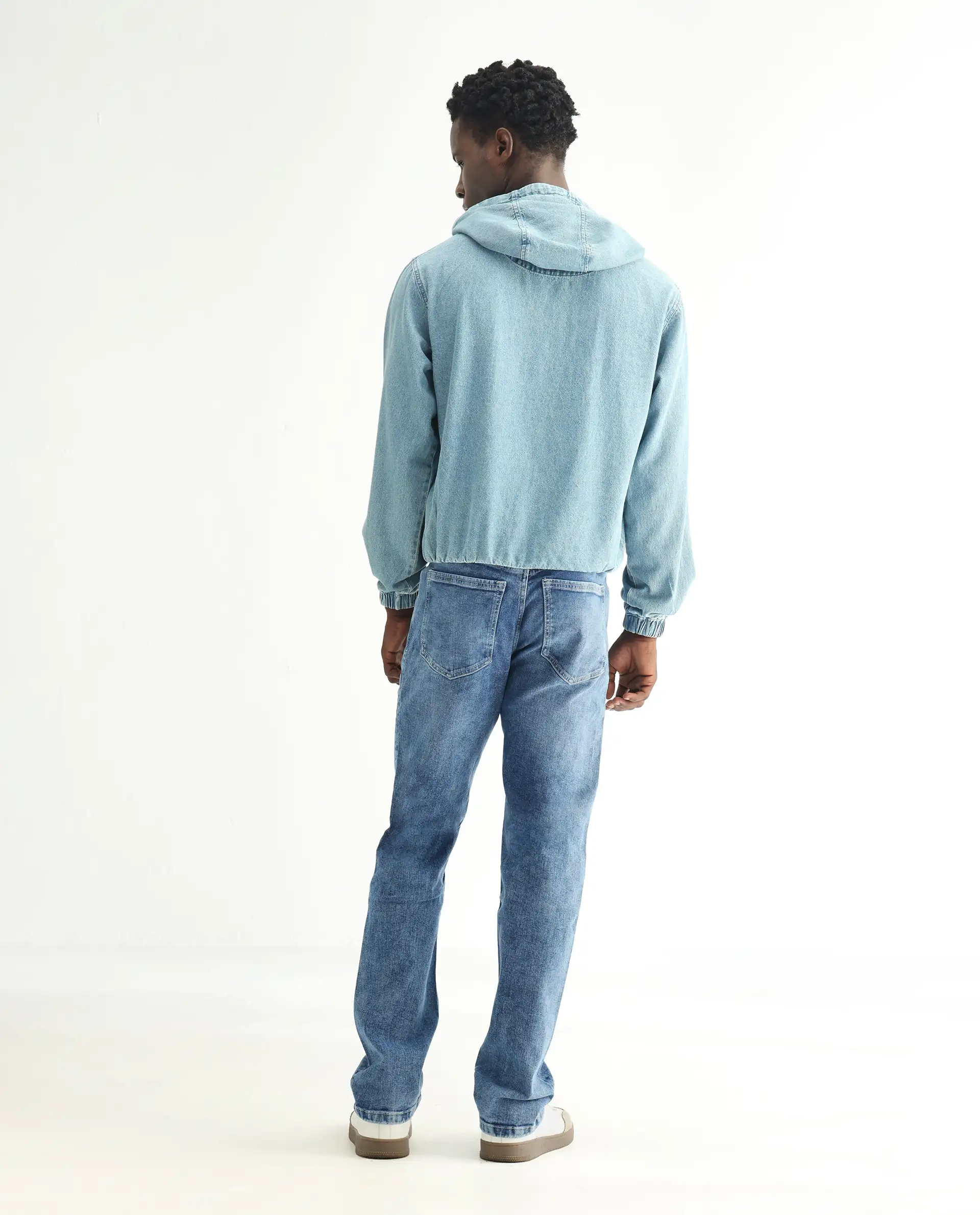 Rare Rabbit Men's Klune-2 Blue Cotton Blend Plain Morris Regular Fit Jeans - Image 3