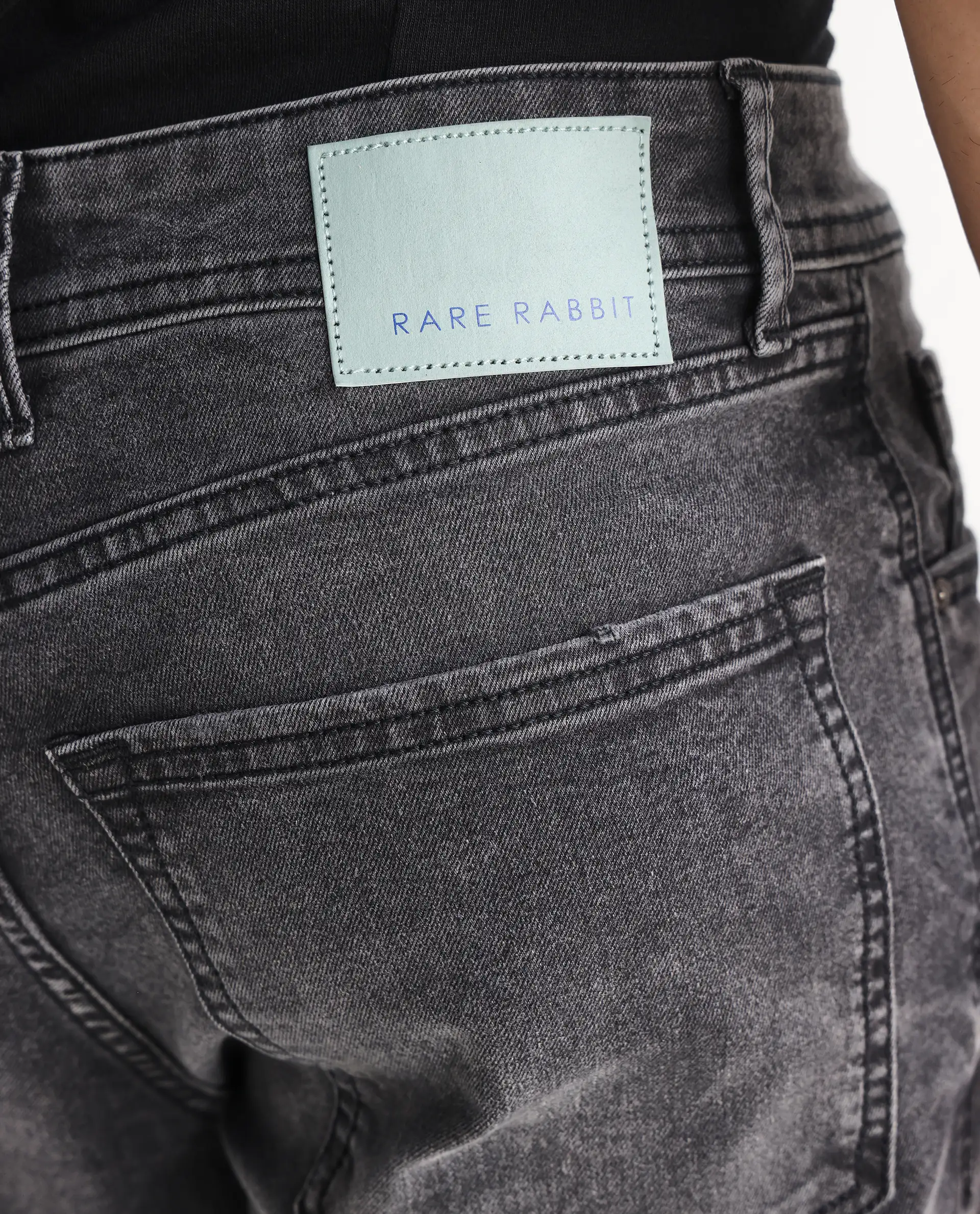 Rare Rabbit Men's Klune Black Cotton Plain Morris Regular Fit Jeans - Image 8