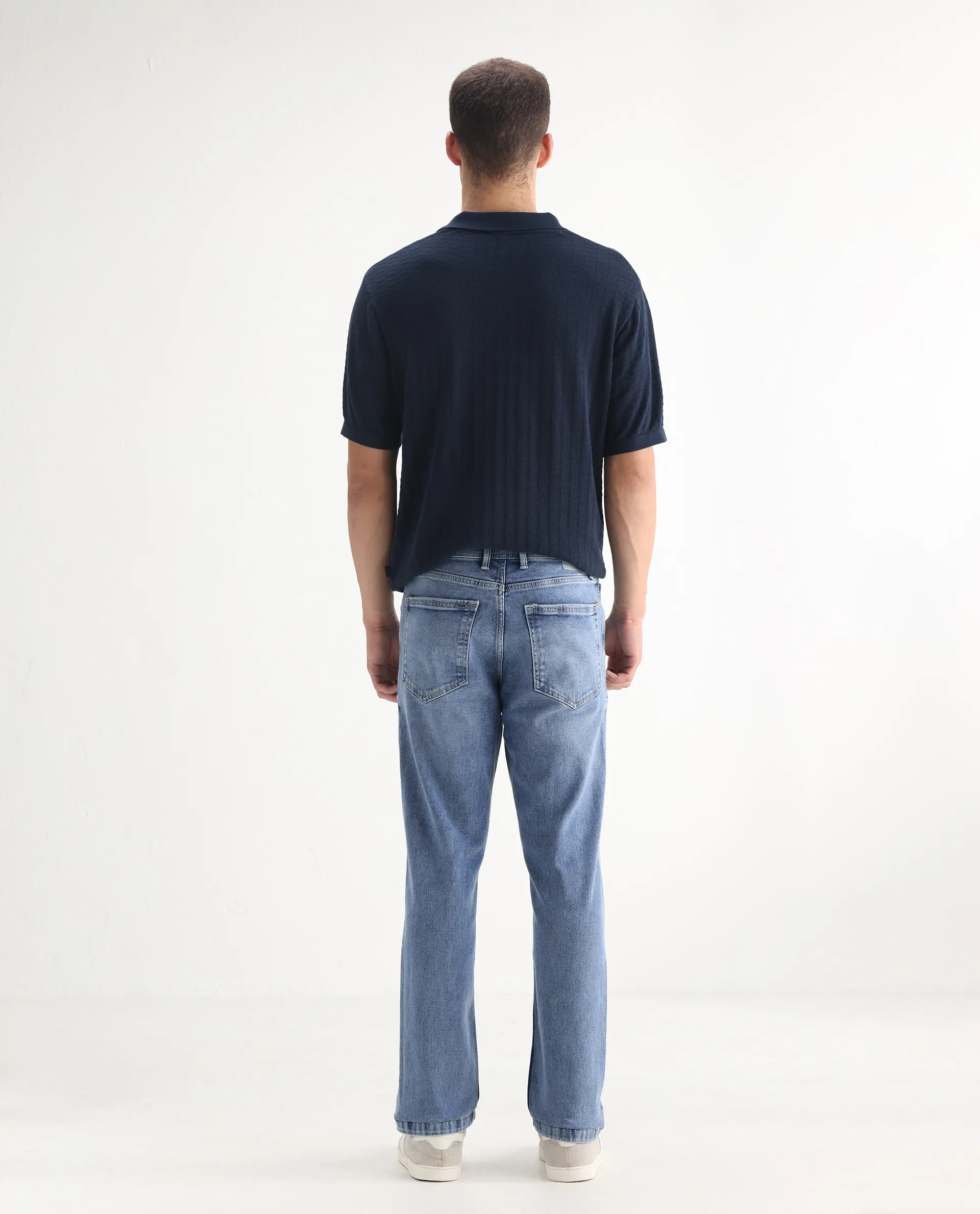 Rare Rabbit Men's Klune Blue Cotton Plain Hawk Slim Fit Jeans - Image 9