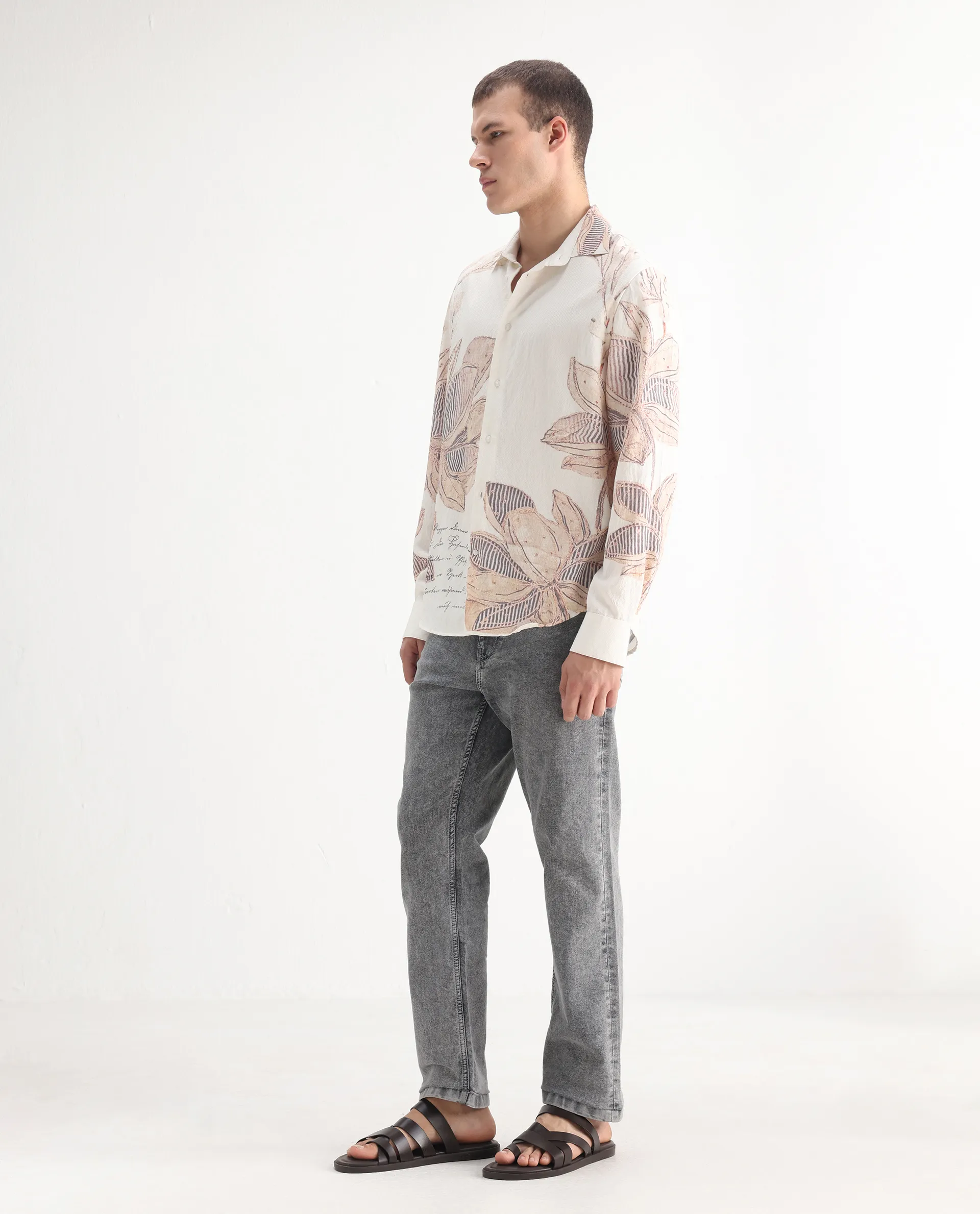 Rare Rabbit Men's Klune Light Grey Cotton Plain Hawk Slim Fit Jeans - Image 5