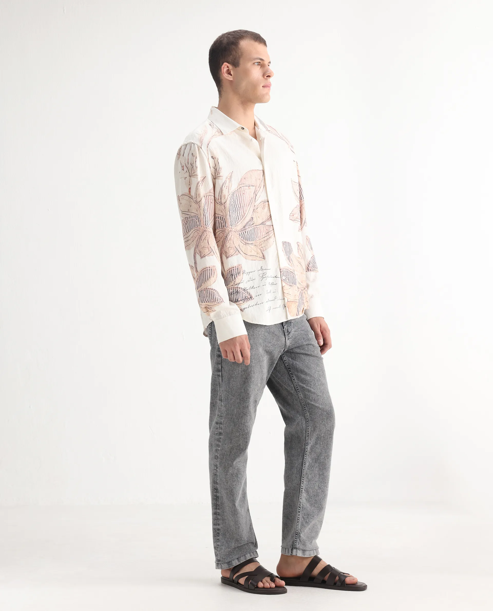 Rare Rabbit Men's Klune Light Grey Cotton Plain Hawk Slim Fit Jeans - Image 7