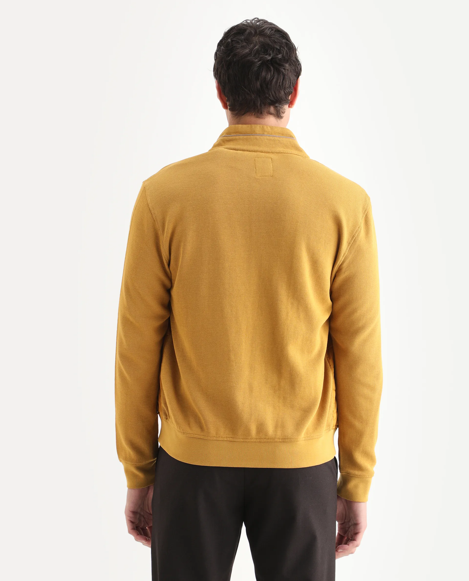 Rare Rabbit Men's Kneto Mustard Nylon Plain Regular Fit Full Sleeve High Neck Jacket - Image 8
